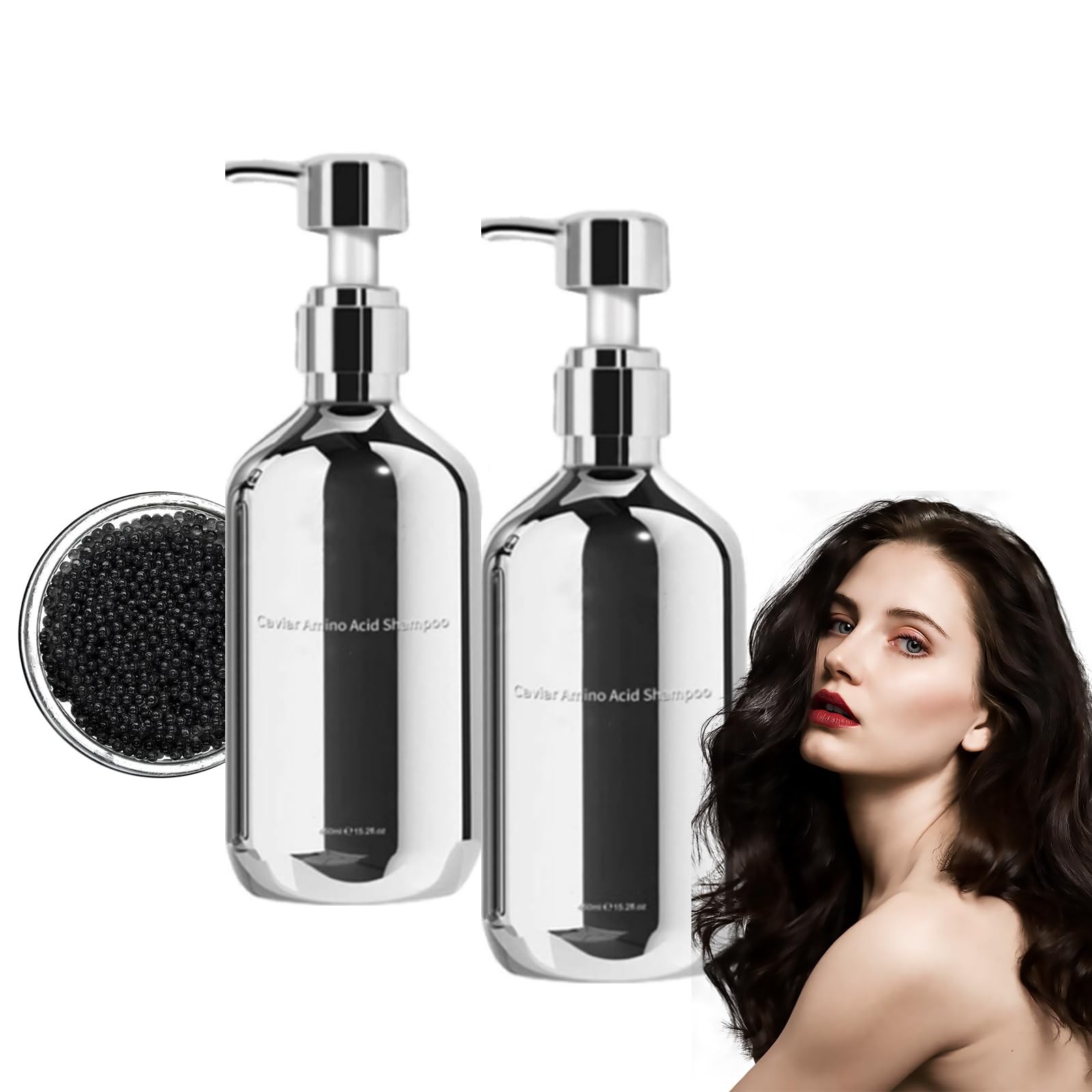 Premium Caviar Amino Acid Shampoo for Damaged Hair - Deep Sea Protein Treatment, Anti-Dandruff & Hydrating Formula for Smooth, Shiny Hair (2-Pack) - Perfect for Daily Hair Care & Salon-Quality Results at Home