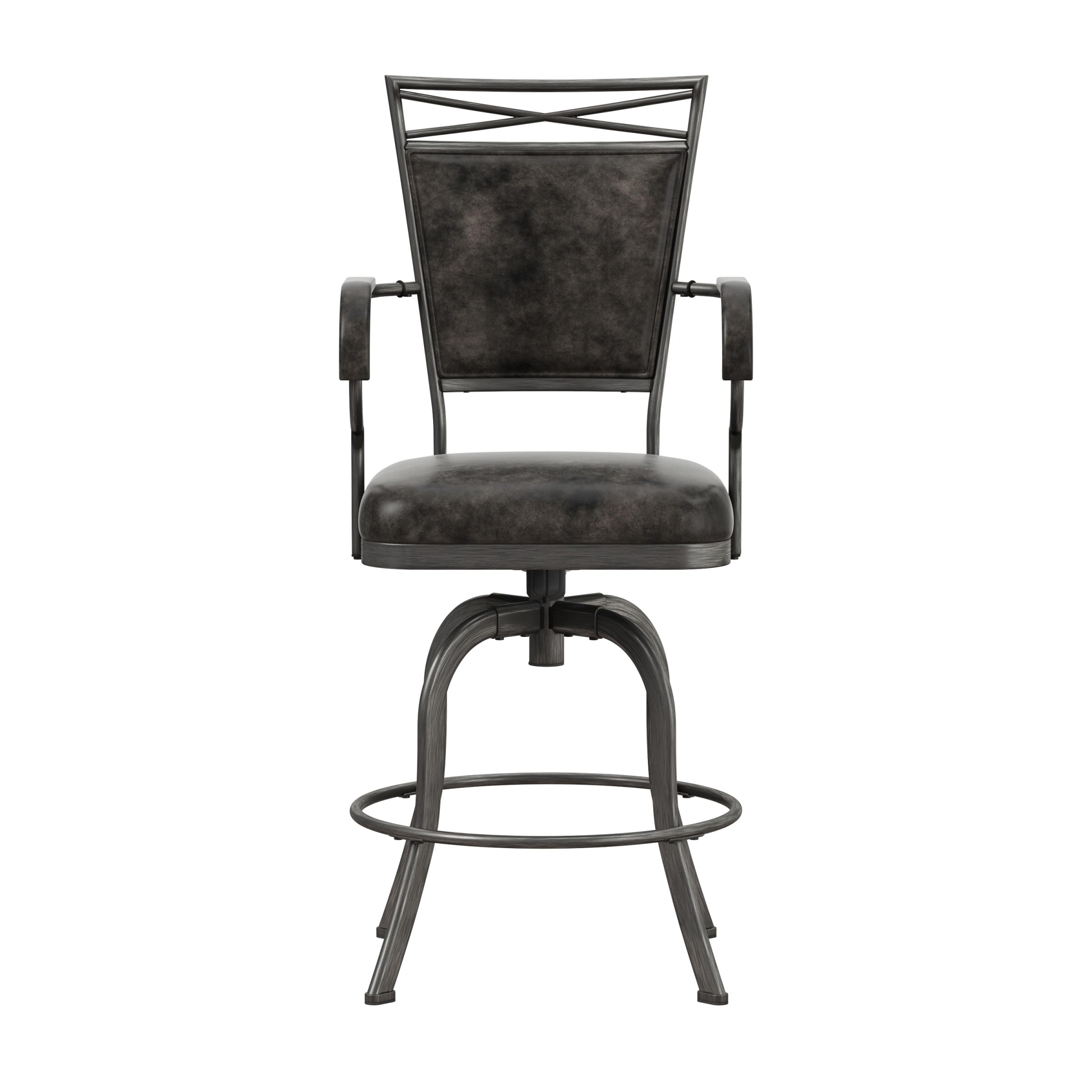 Hillsdale Bridgetown Metal Counter Height Swivel Bar Stool in Pewter - Perfect for Kitchen Islands, Breakfast Bars & Home Decor