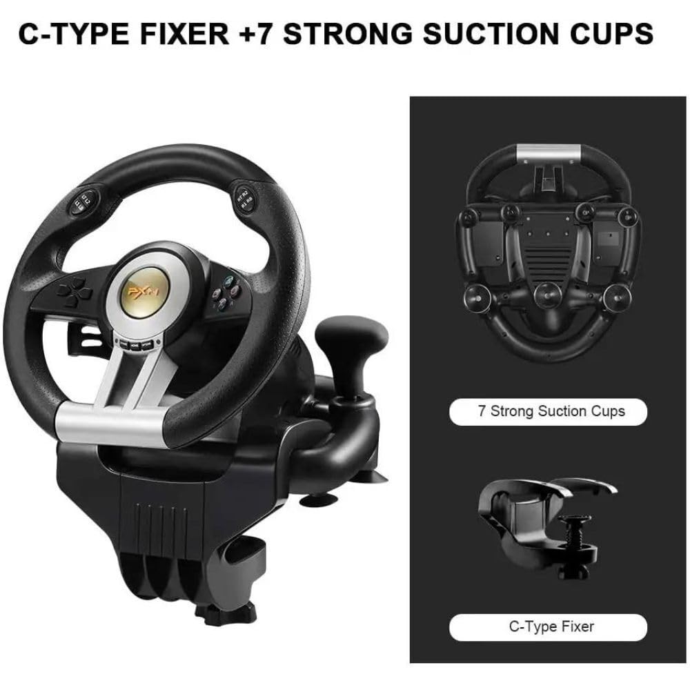 PXN V3 Racing Wheel - Universal Gaming Steering Wheel for PC, PS3, PS4, Xbox One & Nintendo Switch - Perfect for Racing Simulators & Gaming Setups