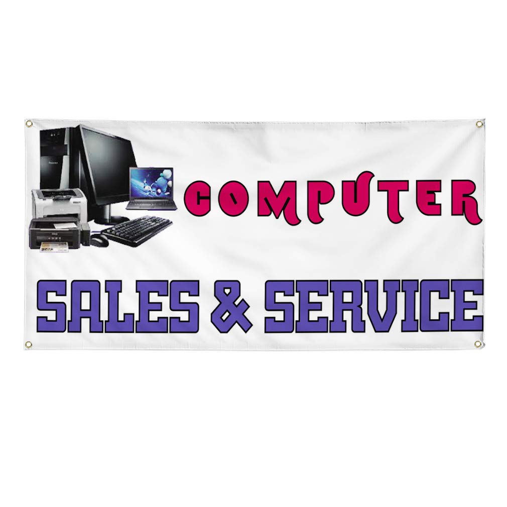 Vinyl Banner - 60x144 Inches, Weatherproof & Durable with 10 Grommets - Ideal for Computer Sale & Service, Business Advertising, Outdoor Yard Signs - Perfect for Retail Stores, Trade Shows & Industrial Use