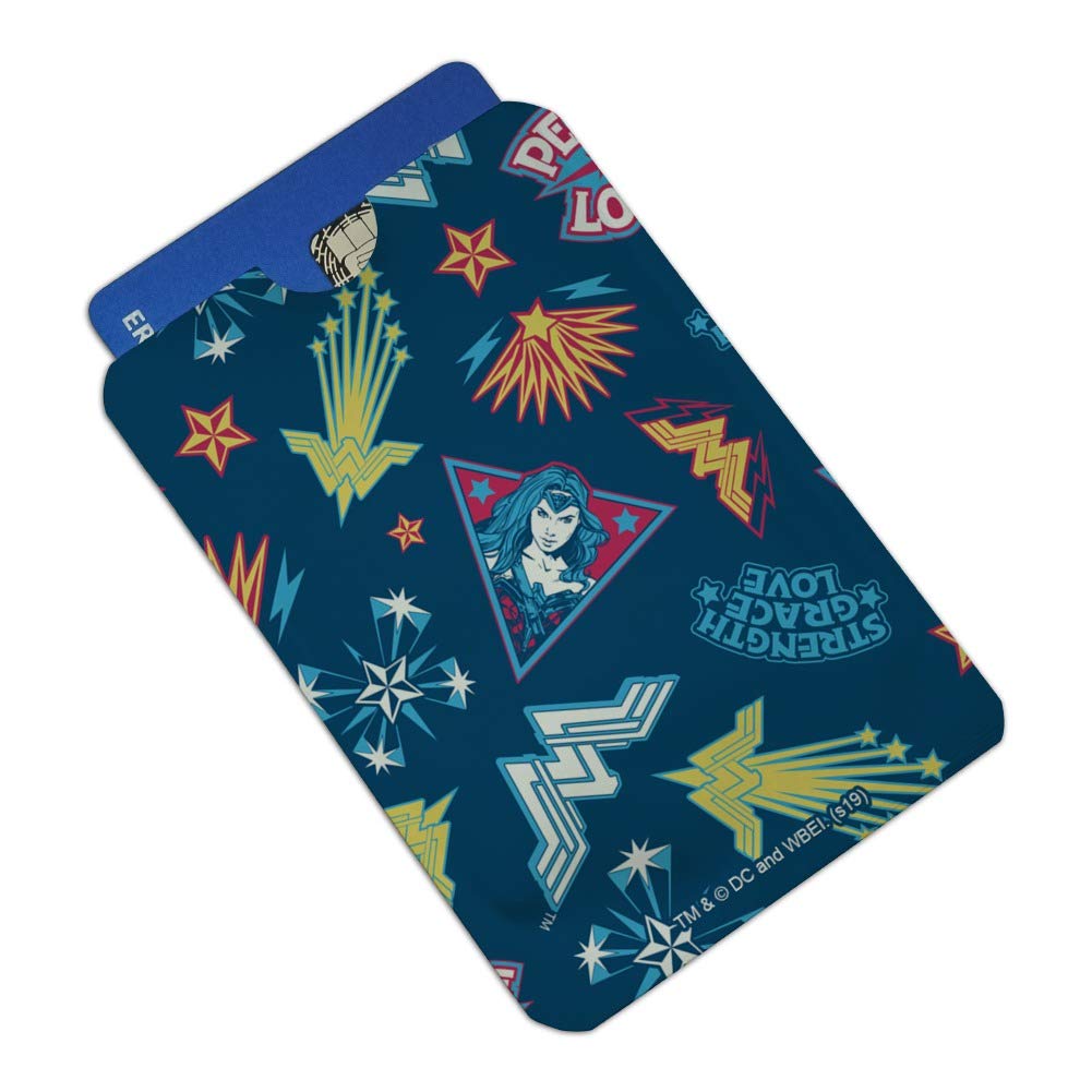 Wonder Woman Movie Sticker Pattern RFID Blocking Credit Card Holder Set of 4 - Stylish Wallet Protector Sleeves for Women & Men - Perfect for Travel, Shopping & Everyday Use
