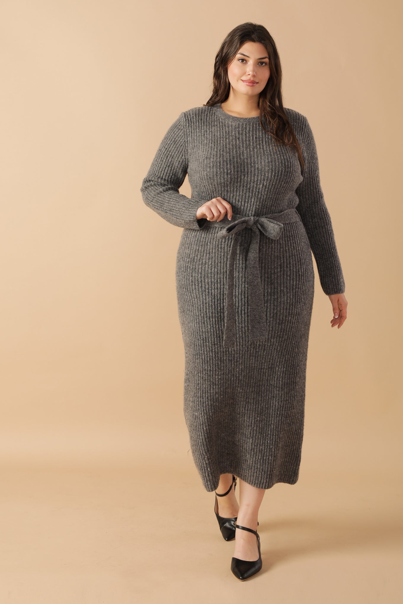 BE GOOD TO ME Women's Long Sleeve Sweater Dress - Cozy Knit Tunic for Fall & Winter - Perfect for Office, Date Night & Casual Outings