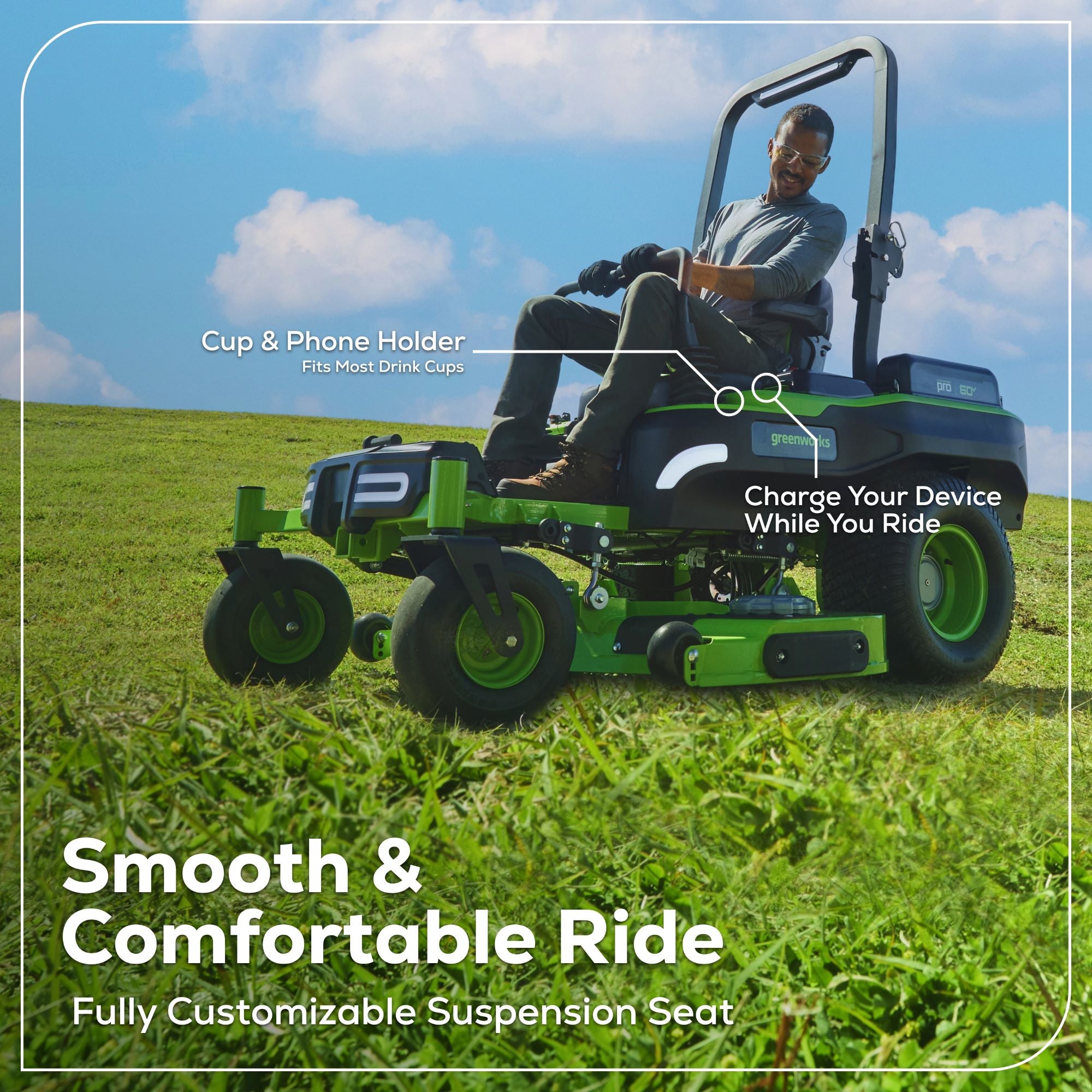 60V 60-Inch MaximusZ Zero Turn Mower with (2) 20.0Ah & (4) 8.0Ah Batteries + 1.5KW Fast Charger - Perfect for Large Yards, Commercial Landscaping & Heavy-Duty Lawn Care