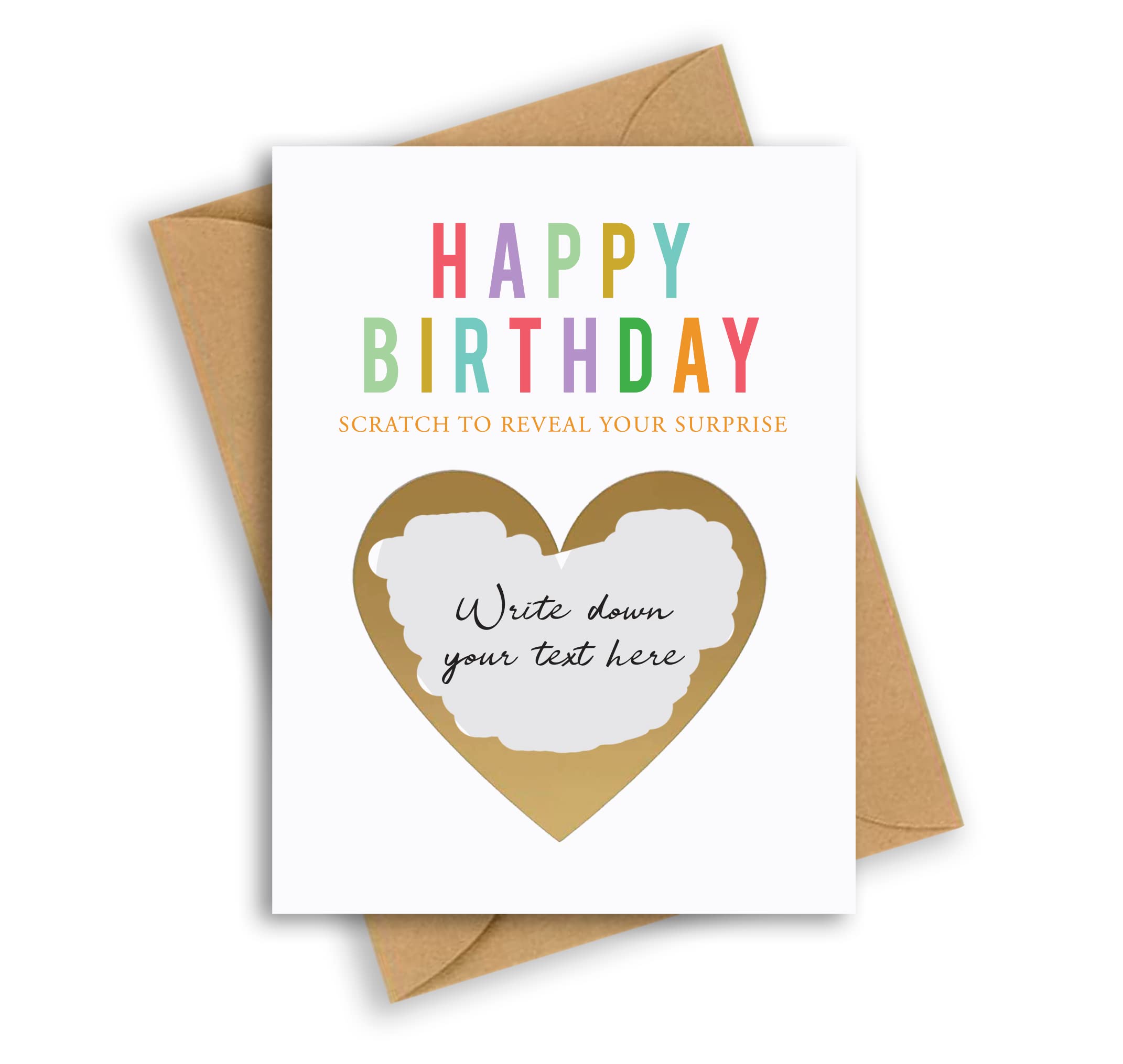 Scratch Off Birthday Card with Envelope - Fun Surprise Reveal Greeting Card for Birthday Gifts | Personal Message Writing | Perfect for Parties, Celebrations & Special Moments