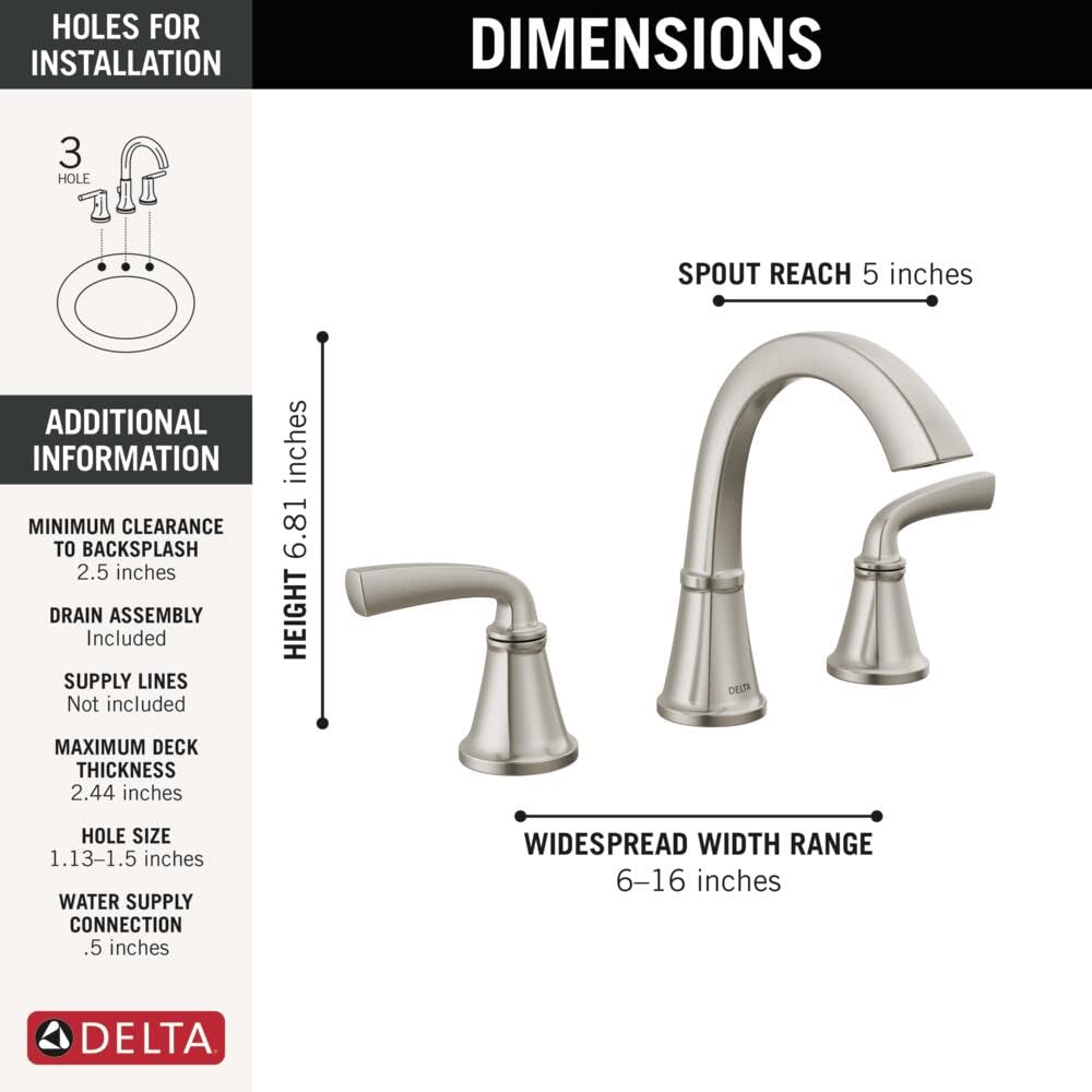 DELTA 35864LF-SP Geist Single-Handle Bathroom Faucet with SpotShield Finish in Brushed Nickel - Perfect for Modern Bathrooms & Spa-Like Showers