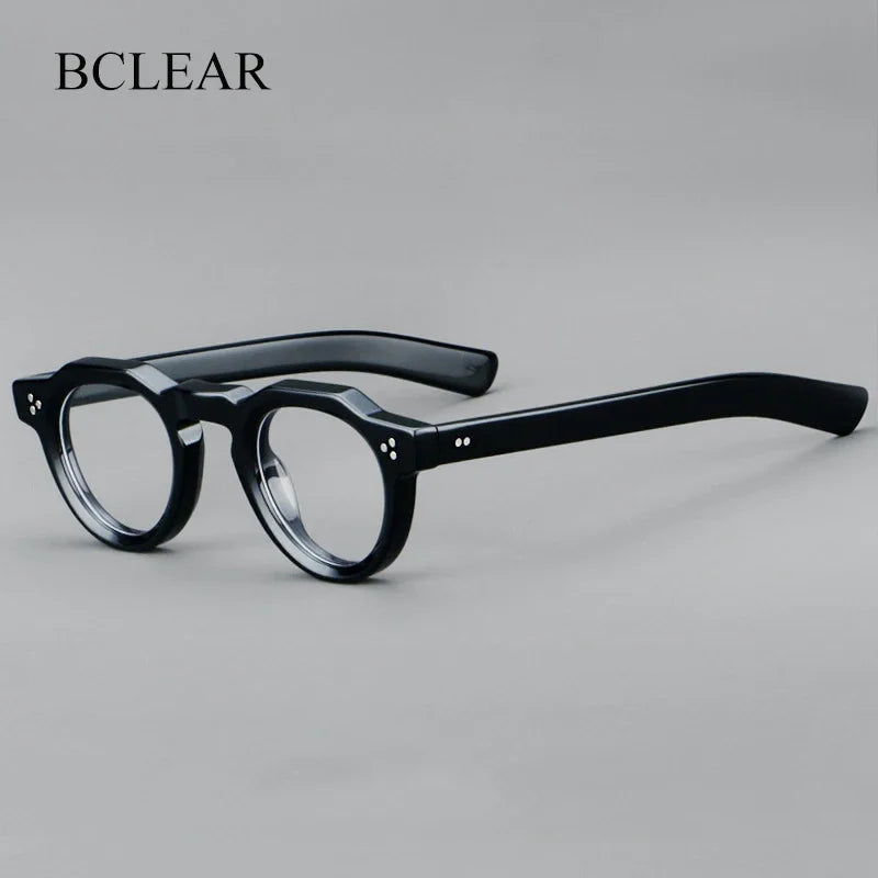Bclear Women's Full Rim Flat Top Round Thick Acetate Eyeglasses Frame 918013 - Stylish & Durable Eyewear for Work, Reading, and Everyday Fashion