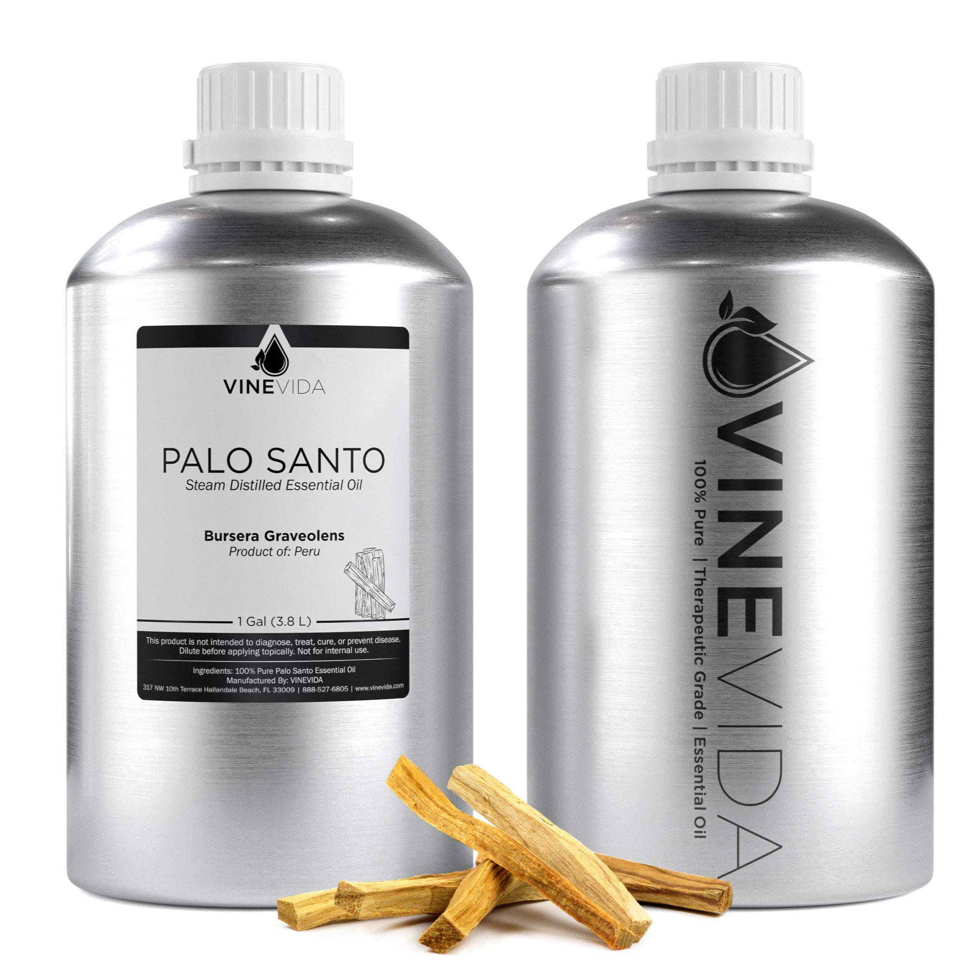 Premium Bulk Palo Santo Essential Oil – 1 Gallon 100% Pure Undiluted Therapeutic Grade in Aluminum Bottle (8 lbs) for Aromatherapy, DIY Soaps, Candles, Diffusers & Spiritual Cleansing – VINEVIDA