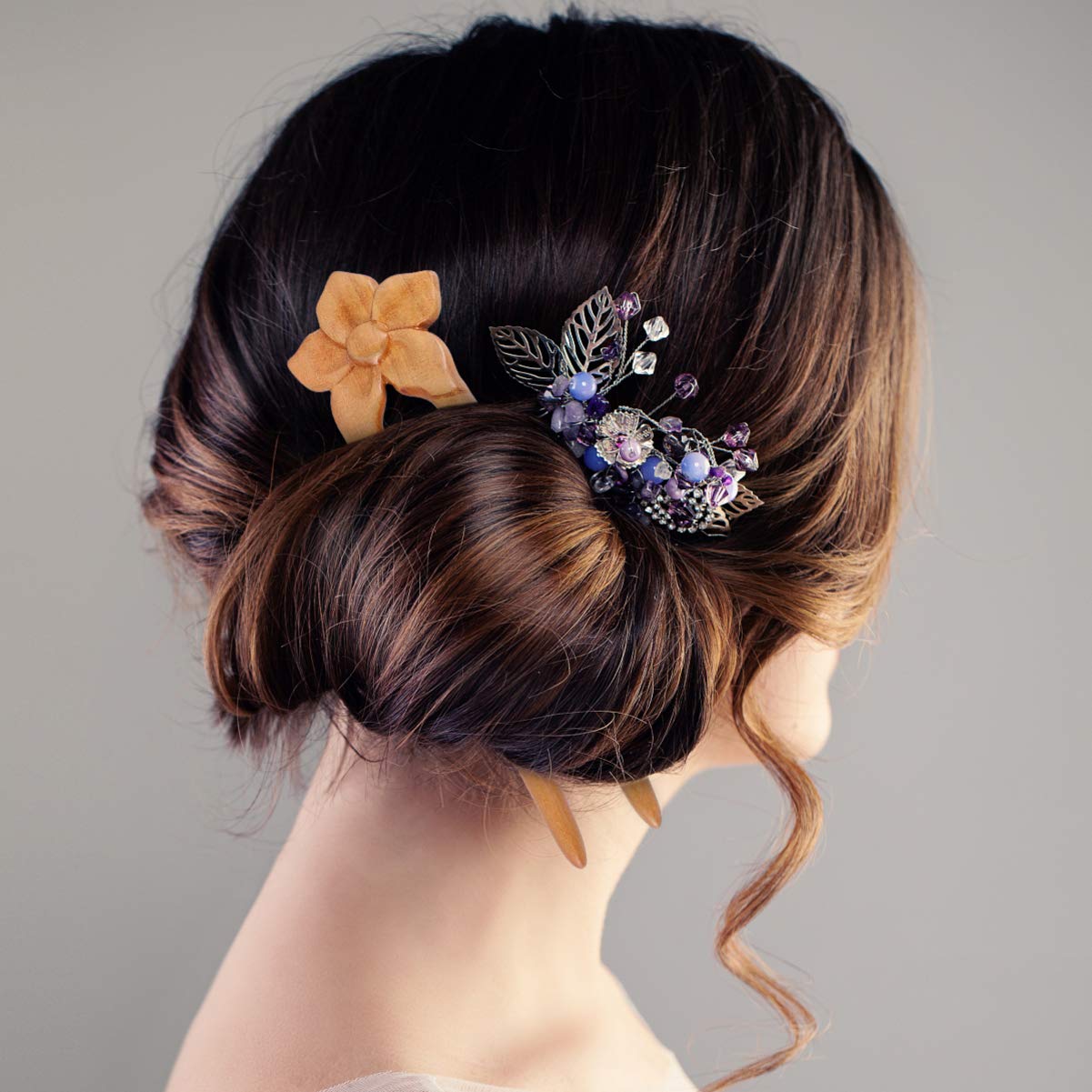 Handmade Wooden Hair Sticks & Forks - Natural Hair Accessories for Women & Men | Minkissy Chinese Hair Pins for Updos, Buns & Braids