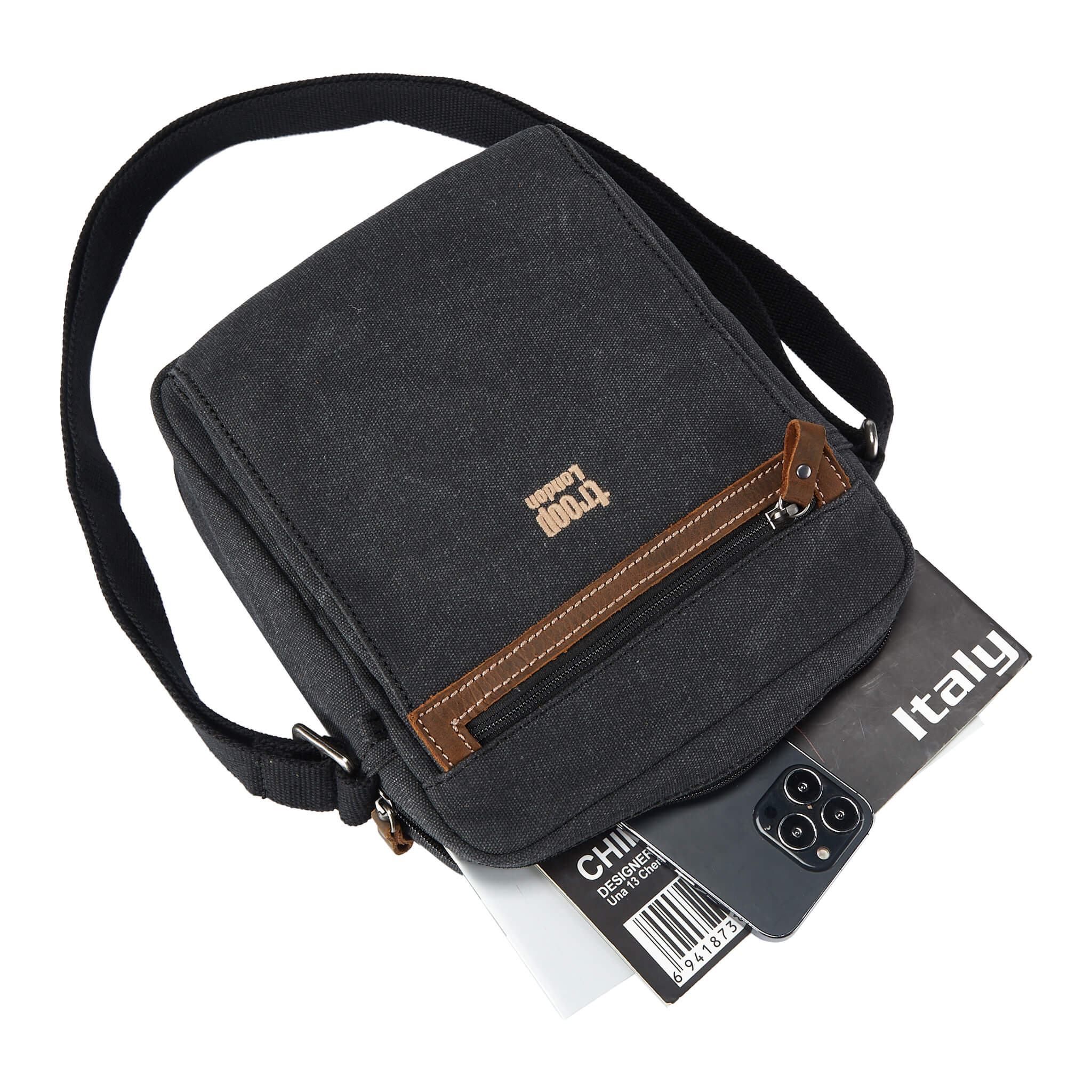 Troop London Classic Canvas Crossbody Bag for Men & Women - Stylish & Durable Shoulder Bag for Travel, Work & Everyday Use