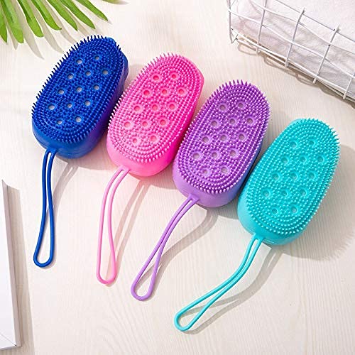 TEEPZEEY Silicone Bubble Bath Brush - Ultra Soft Body Scrubber & Massager for Shower & Bath, Exfoliating Skin Brush with Gentle Bristles (Multi Color) - Perfect for Spa, Relaxation & Deep Cleansing