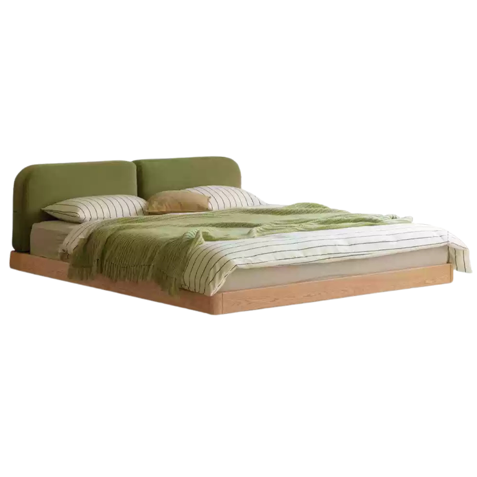 Premium Oak Solid Wood Lamb Fleece Soft Suspension Cream Bed - Cozy & Supportive Sleeping Solution for Modern Bedrooms, Guest Rooms & Nursery Decor