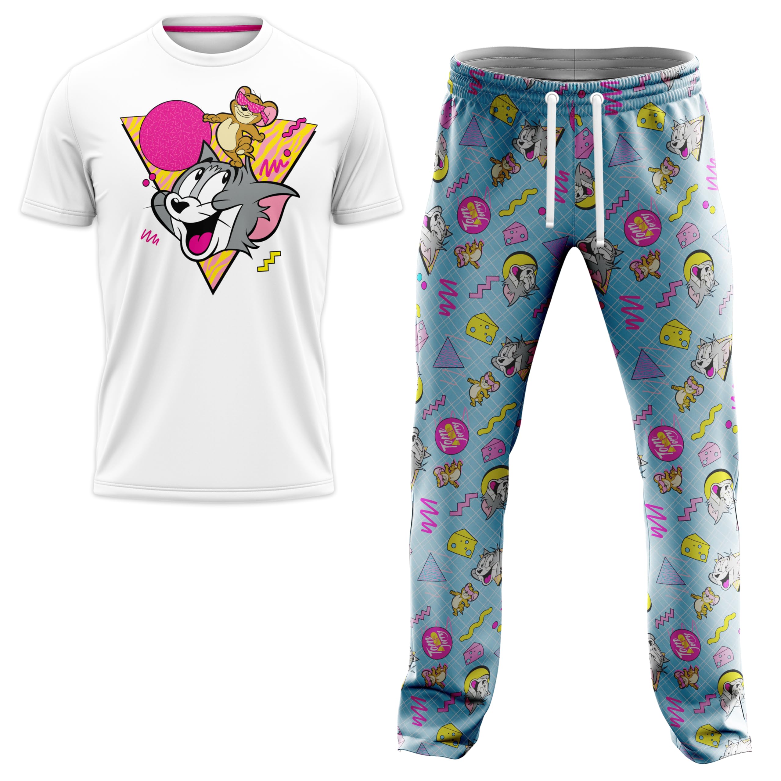 TOM and JERRY Men's Lounge Set Gift Box - Soft Cotton T-Shirt, Comfortable Lounge Pants & Cozy Socks (S/M/L/XL) - Perfect for Relaxing at Home, Lounging or Casual Wear
