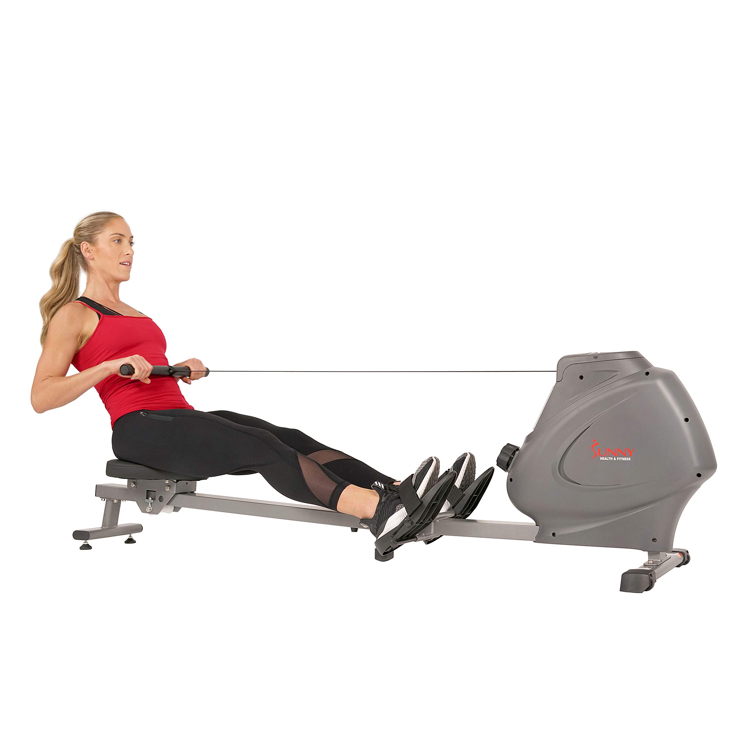 Sunny Health & Fitness Magnetic Rowing Machine - Quiet Home Rower with LCD Monitor & Compact Design | Perfect for Small Spaces & Full-Body Workouts | Connects to Free SunnyFit App for Tracking Progress
