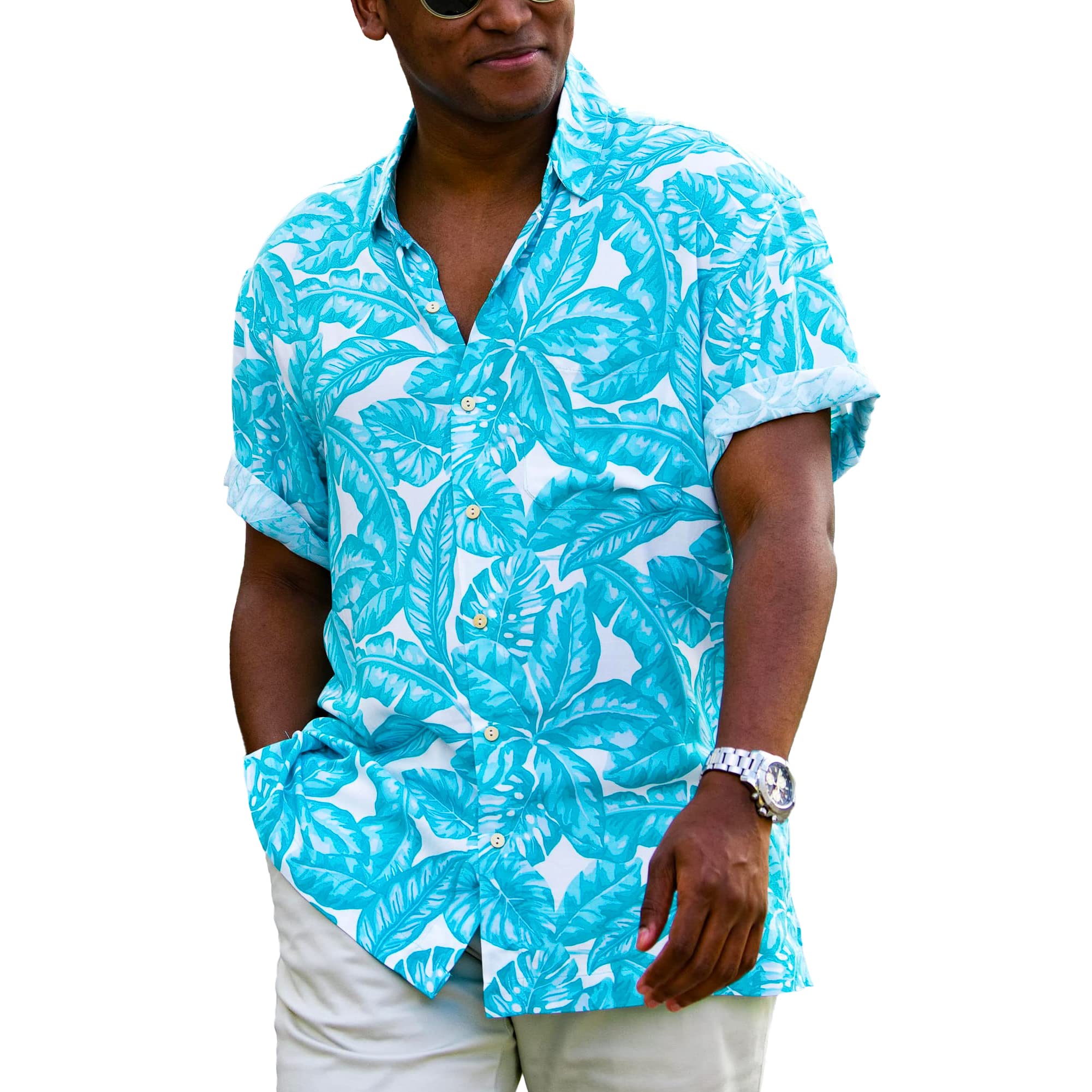 Kenny Flowers The Bungalow - Men's Casual Short Sleeve Button Down Shirt for Summer, Beach, and Vacation Wear | Lightweight & Breathable Fabric