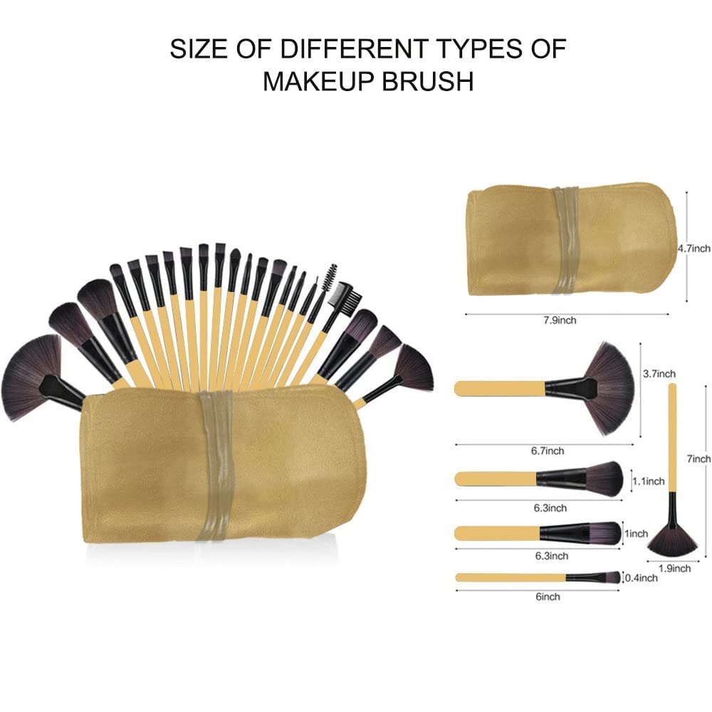 Premium 24-Piece Fiber Soft Bristle Makeup Brush Set with Leather Case - Professional Cosmetic Brushes for Foundation, Blending, Contouring & Eyeshadow - Perfect for Makeup Artists & Beauty Enthusiasts