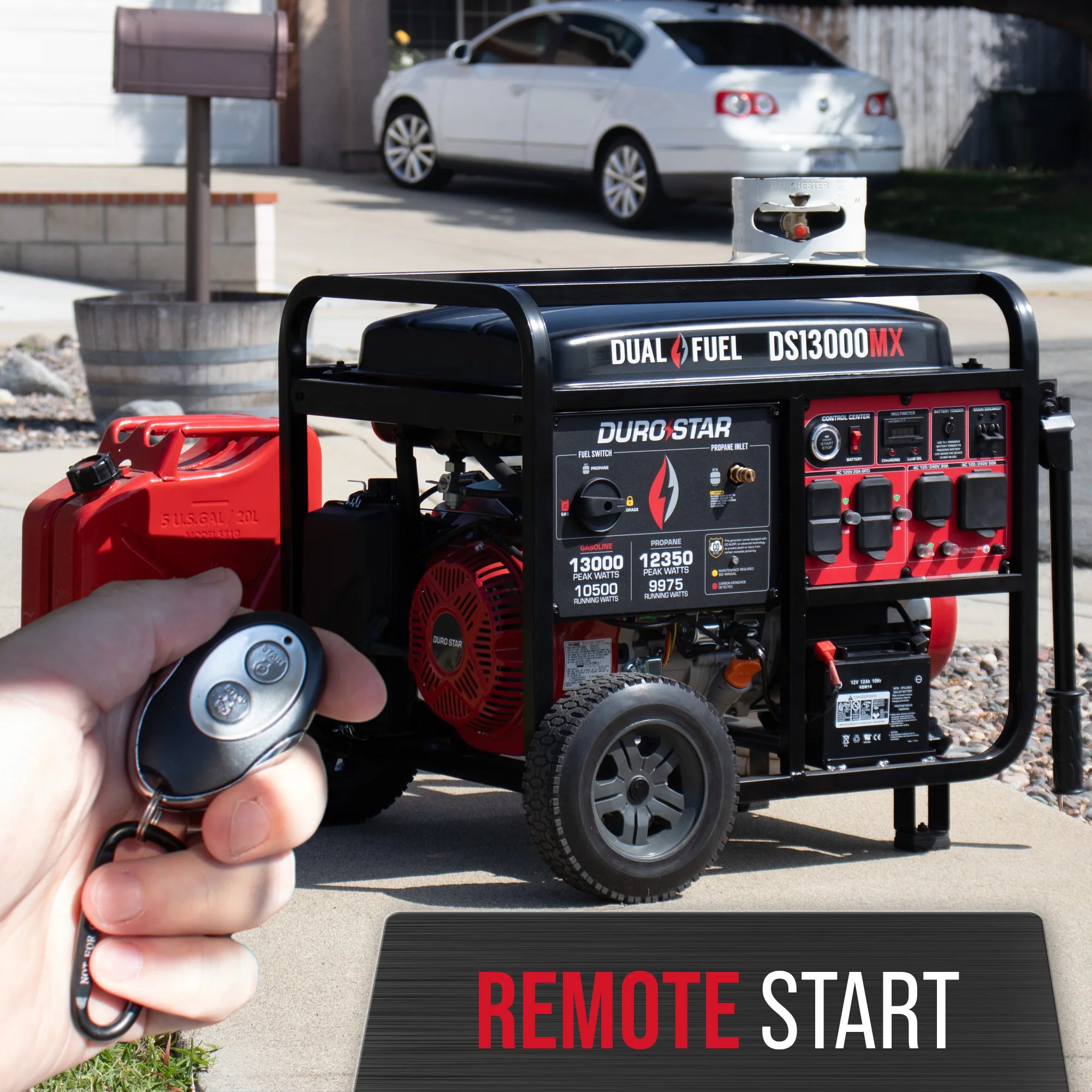 DuroStar DS13000MX 10500W/13000W Dual Fuel Portable Generator - Gas & Propane Powered with CO Alert & Remote Start - Ideal for Home Backup Power, Camping & Emergency Use