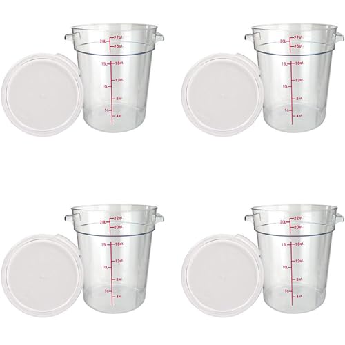 Tiger Chef 22 Quart Commercial Grade Clear Polycarbonate Food Storage Containers with Lids - Durable Round Bins for Restaurant, Bakery, Catering & Home Kitchen Organization