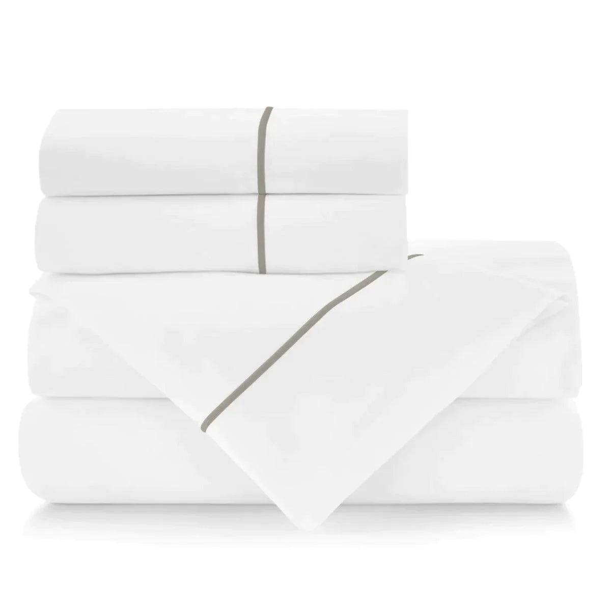 Luxury Embroidered Percale Cotton Sheet Set - 100% Breathable & Soft Bedding for Master Bedroom, Guest Room & Hotel Use