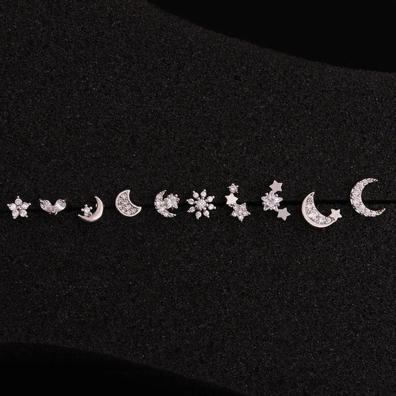 20G Cartilage Tiny Moon Star Tragus Stud Earrings - Hypoallergenic Surgical Steel Body Jewelry for Women | Perfect for Daily Wear, Parties & Special Occasions