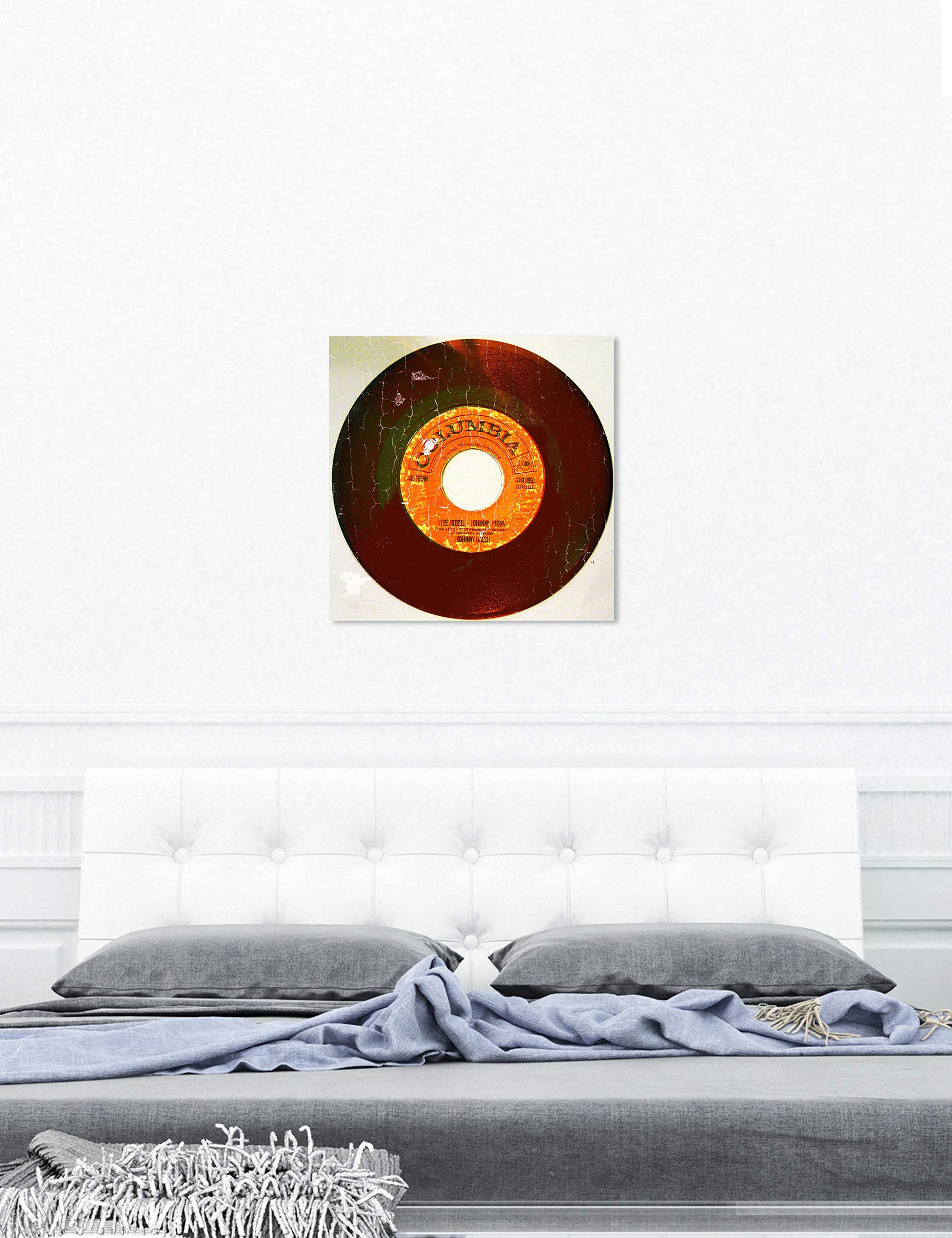 Rebel Vinyl Music Wall Art Canvas Print - 30x30 Inches Orange & Black Home Decor by Oliver Gal Artist Co. - Perfect for Living Room, Bedroom & Music Studio Decor