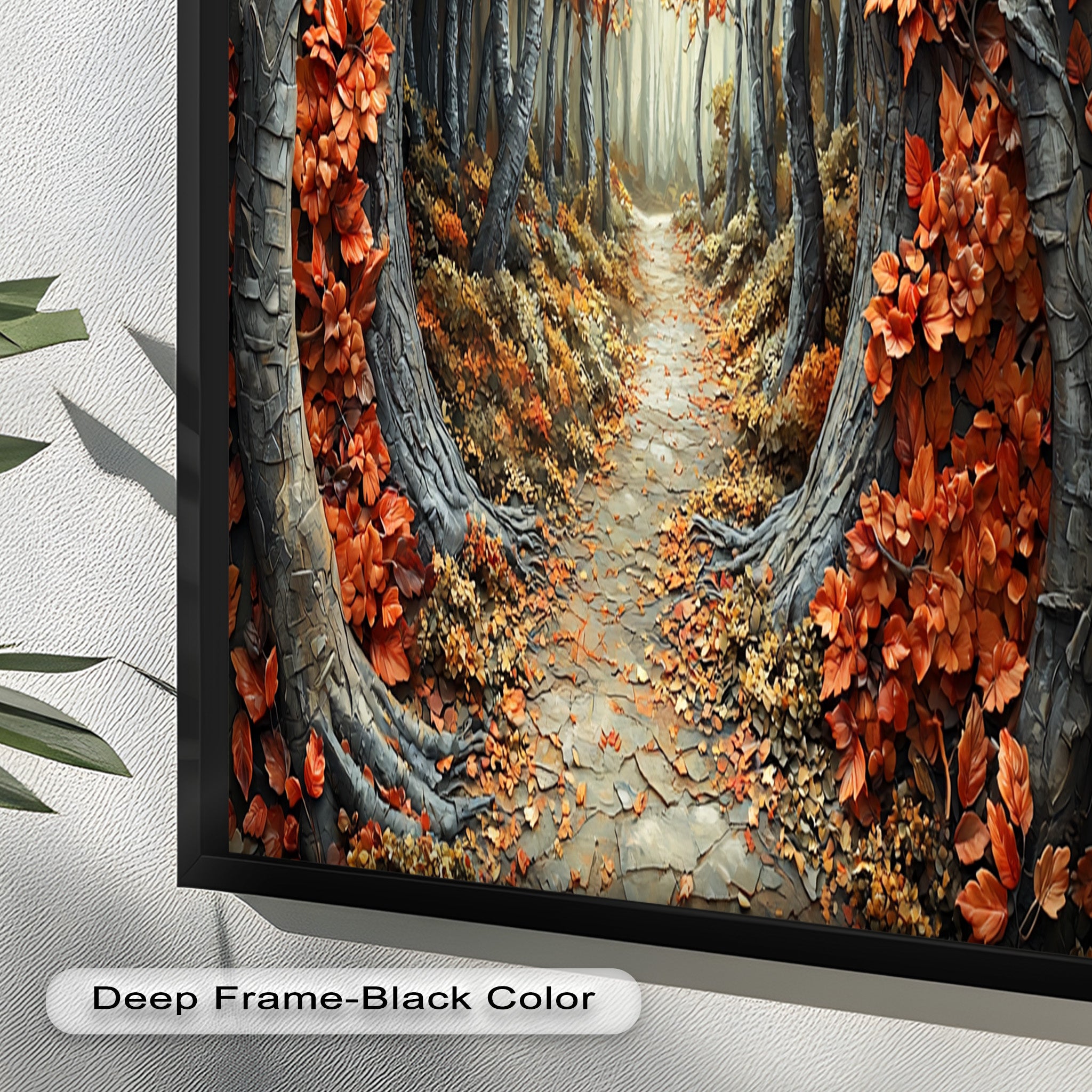 Autumn Path - Enchanted Forest Oil Painting Wall Art for Living Room, Bedroom Decor - Nature Landscape Canvas Print for Home & Office
