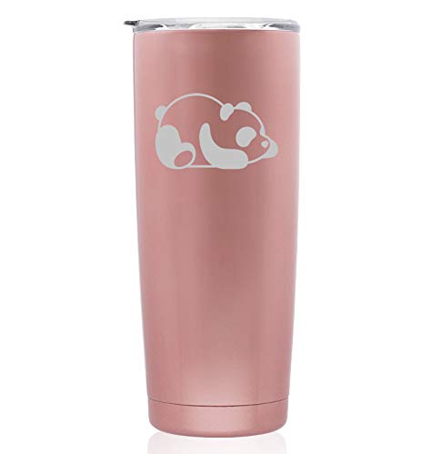 Rose Gold Double Wall Vacuum Insulated Stainless Steel Tumbler Travel Mug - 20oz Skinny Design by Lazy Panda | Perfect for Coffee, Tea & Cold Drinks On-The-Go, Office & Outdoor Adventures