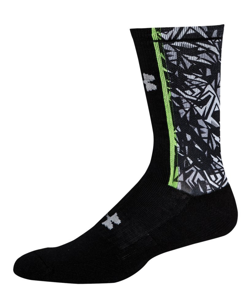 Under Armour Men's UA Banshee Lacrosse Crew Socks - Large Size, Black - Moisture-Wicking Athletic Socks for Lacrosse, Running & Sports Performance