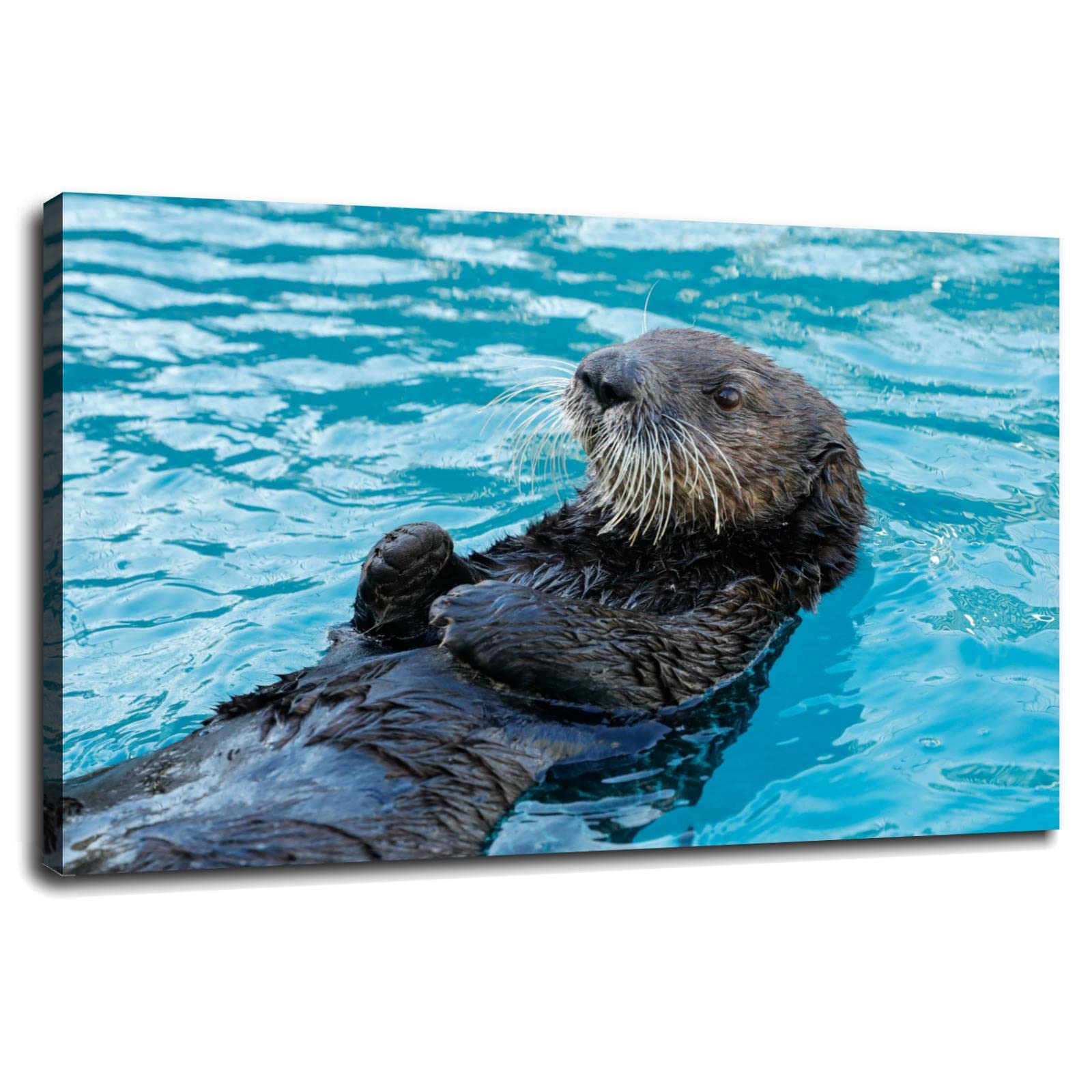 Otter Canvas Prints - Modern Wall Art Decor for Home, Office & Kids Room - Framed Animal Posters 18x12 Inches - Perfect for Living Room, Bedroom & Nursery Decor