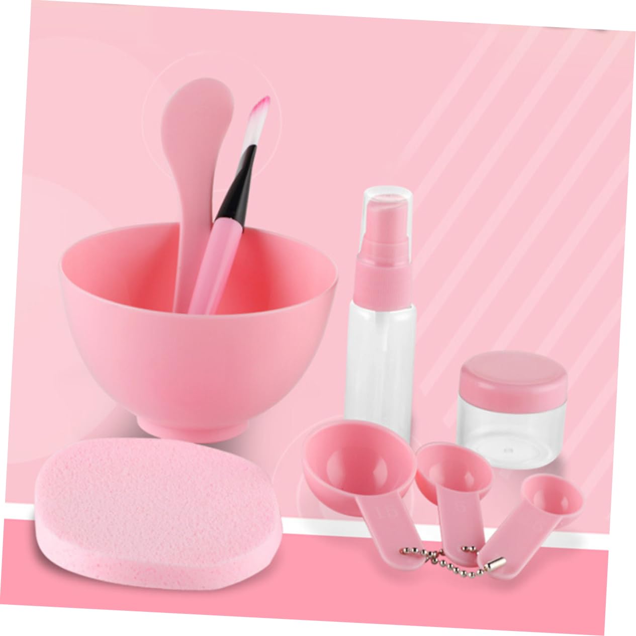 FOMIYES DIY Face Mask Tool Kit - Mixing Bowl, Spatula, Brush, Spray Bottle & Gauges | Pink Skincare Tools for Homemade Facial Masks & Beauty Routine | Perfect for Spa Days, Self-Care & At-Home Skincare Treatments