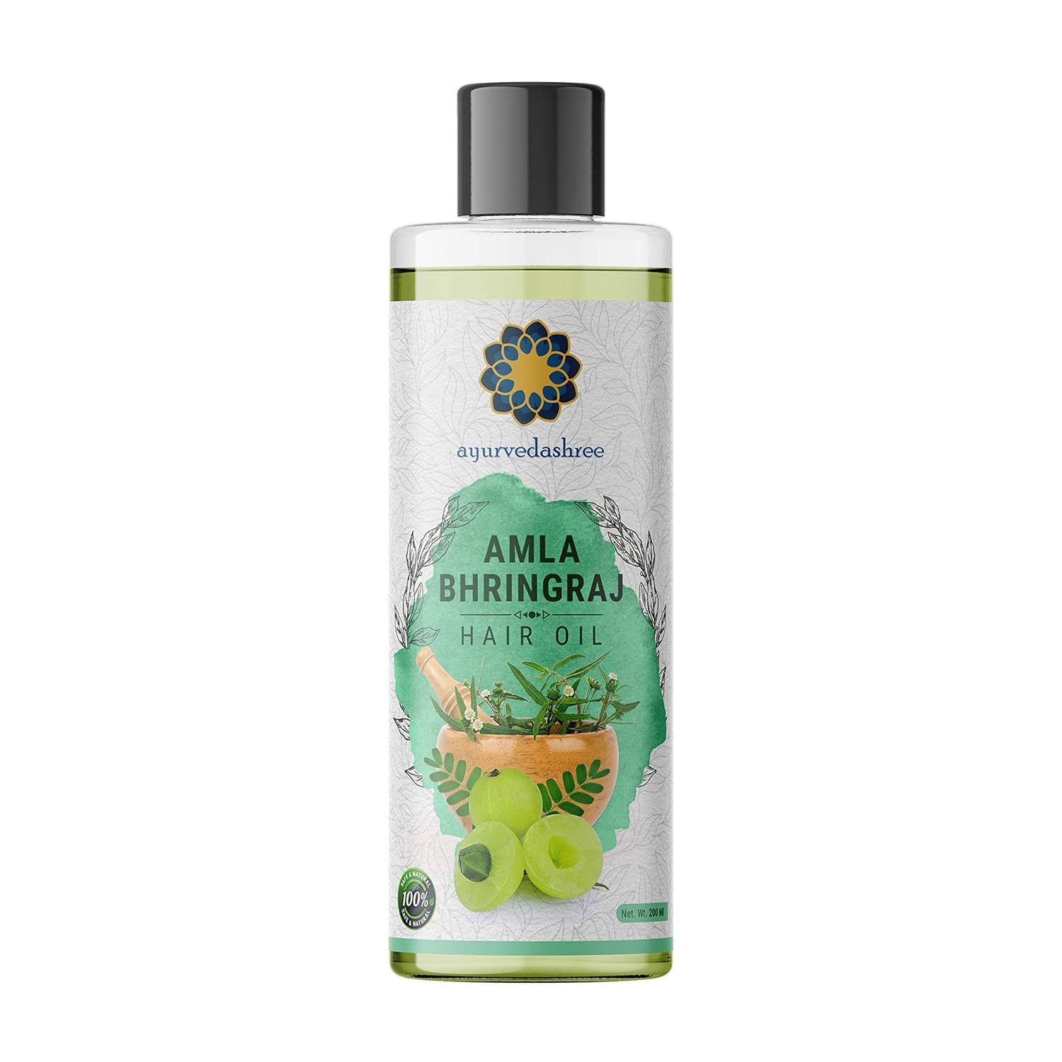 **Organic Hair Growth Oil - 200ml with Amla, Bhringraj, Brahmi & 7 More Herbs for Stronger, Healthier Hair - Perfect for Daily Scalp Massage & Deep Conditioning**