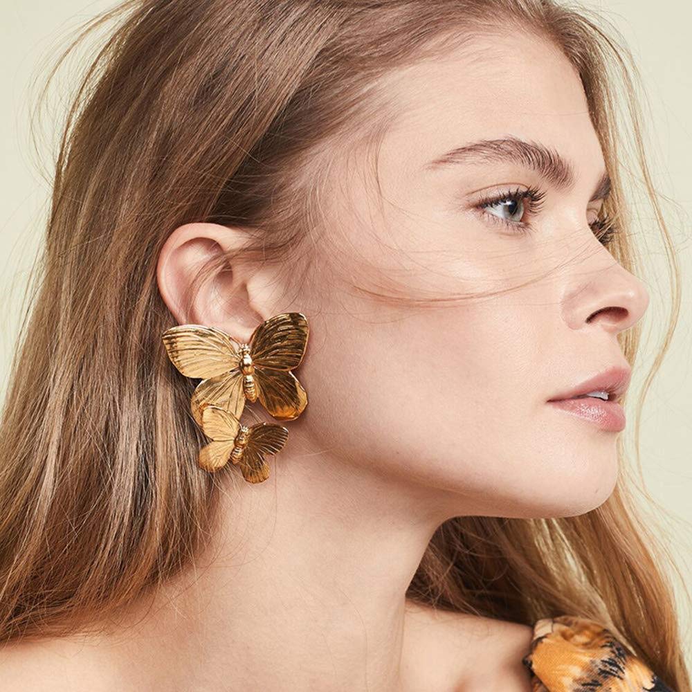 Stylish Metal Stud Butterfly Earrings - Large Double Flower Statement Jewelry for Women & Girls | Perfect for Parties, Weddings & Everyday Fashion