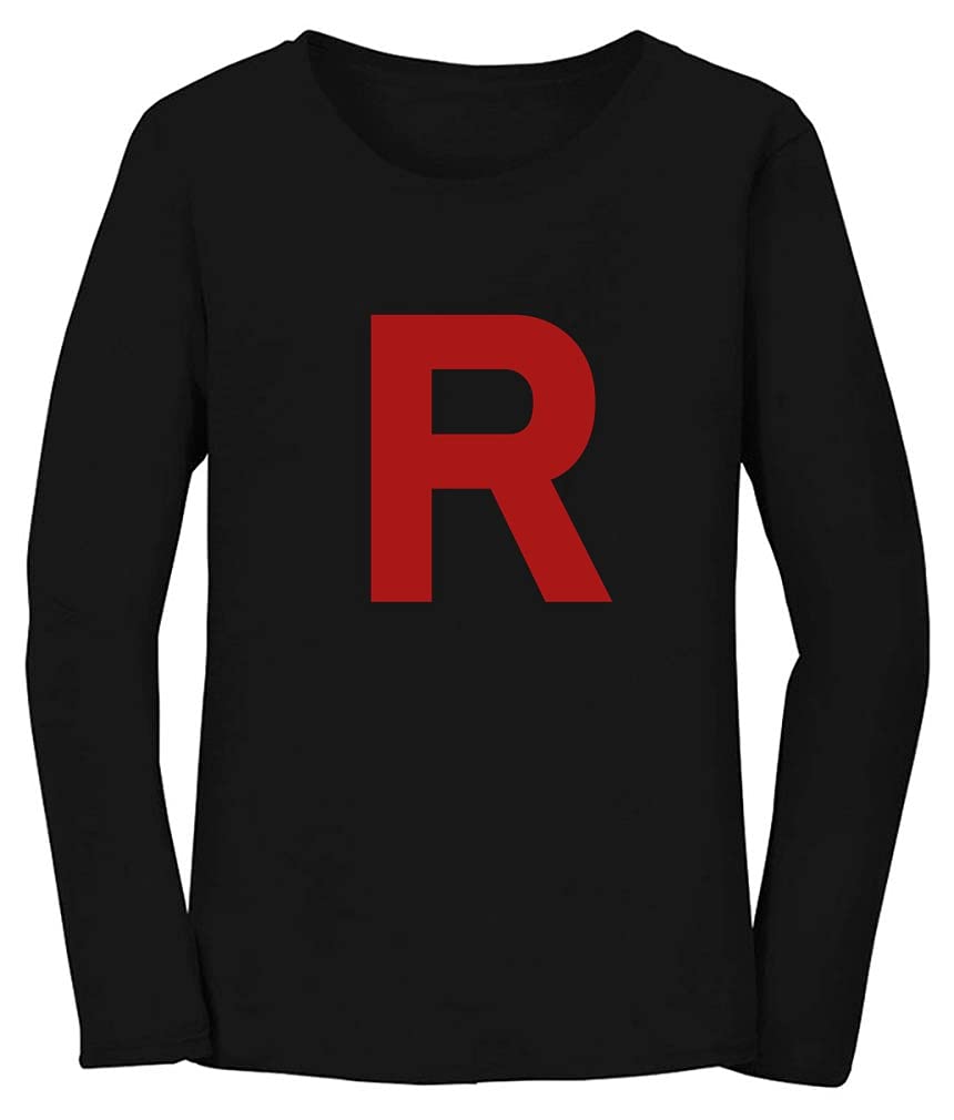 Team Rocket Inspired Halloween Costume Shirt for Women - Long Sleeve Graphic T-Shirt (Small, Black) | Cosplay, Anime Convention & Themed Party Outfit