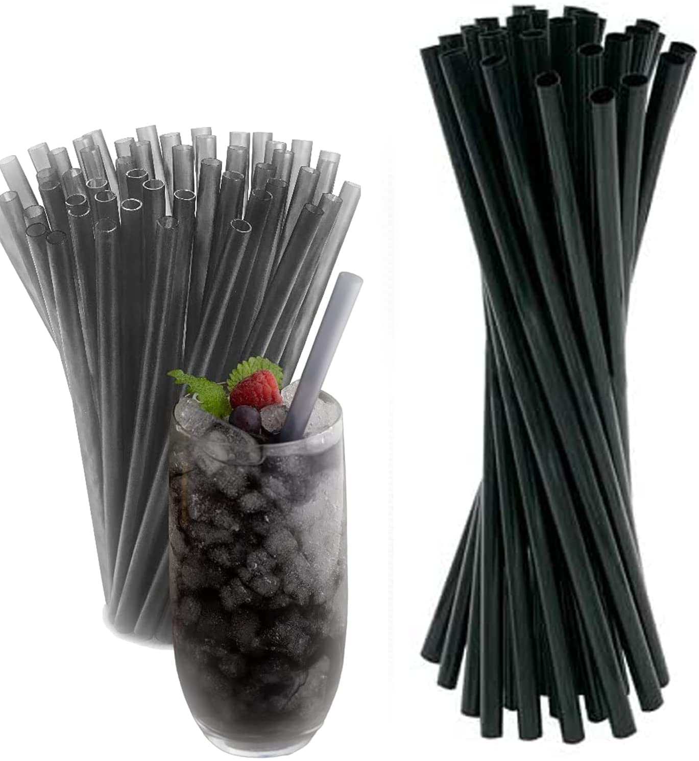 500 Pack Black Plastic Drinking Straws, 21cm Cocktail Straws (4mm Diameter) - Reusable Straws for Milk, Juice, Coffee & Cocktails - Perfect for Parties, Restaurants & Home Use