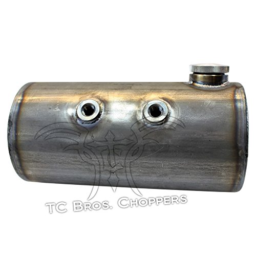 TC Bros 5 Inch Round Chopper Oil Tank with Flat Ends - Universal Fit for Harley Davidson & Custom Motorcycles - Perfect for Bobber & Chopper Bike Builds