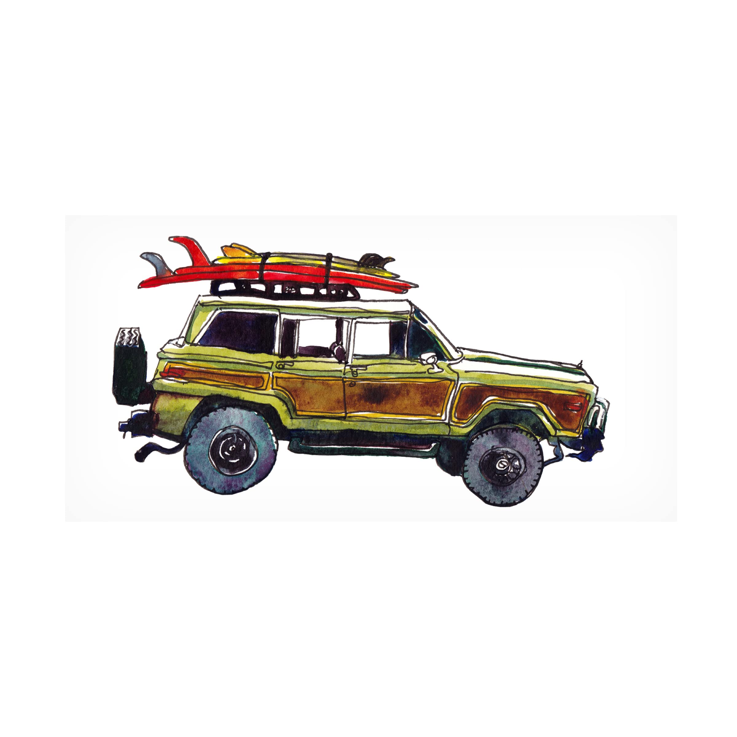 Paul McCreery Surf Car VII Canvas Wall Art Print - Coastal Beach Decor for Living Room, Bedroom & Office - Trademark Fine Art Collection