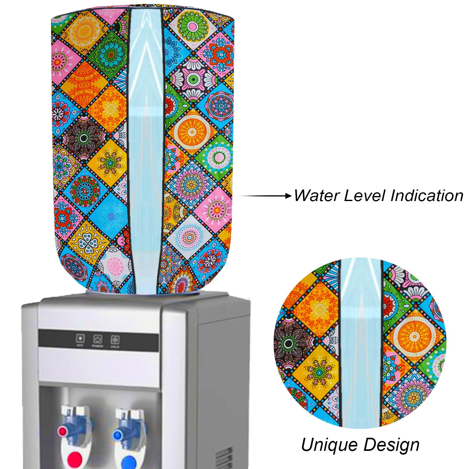 KANUSHI Industries® 20L Water Dispenser Bottle Cover with Water Level Indicator - Multi-Color (WD-DIG-B) - Perfect for Home, Office & Outdoor Use