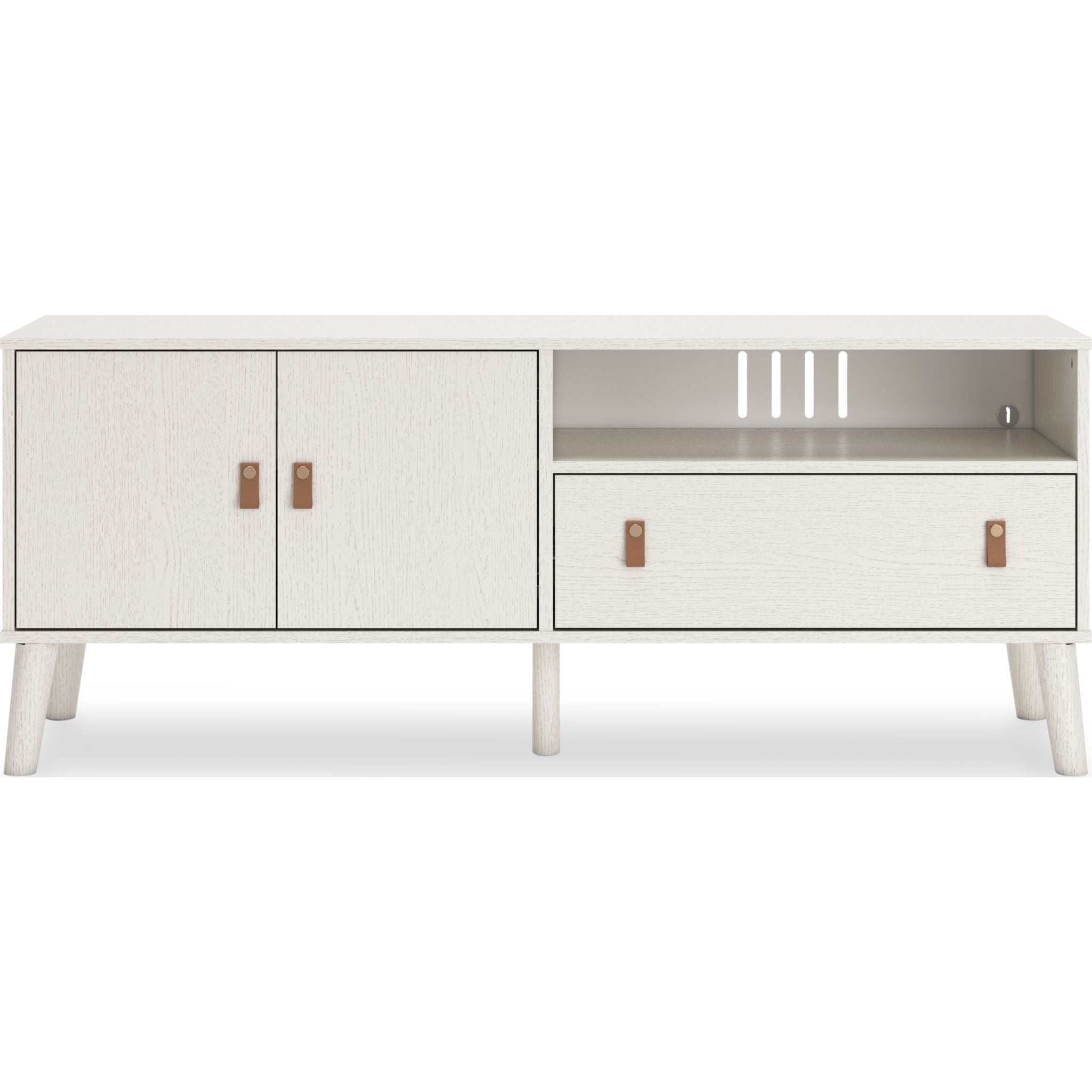 Aprilyn Modern TV Stand for Living Room - White, Sturdy Wooden Entertainment Center with Storage Shelves for Flat Screen TVs up to 65