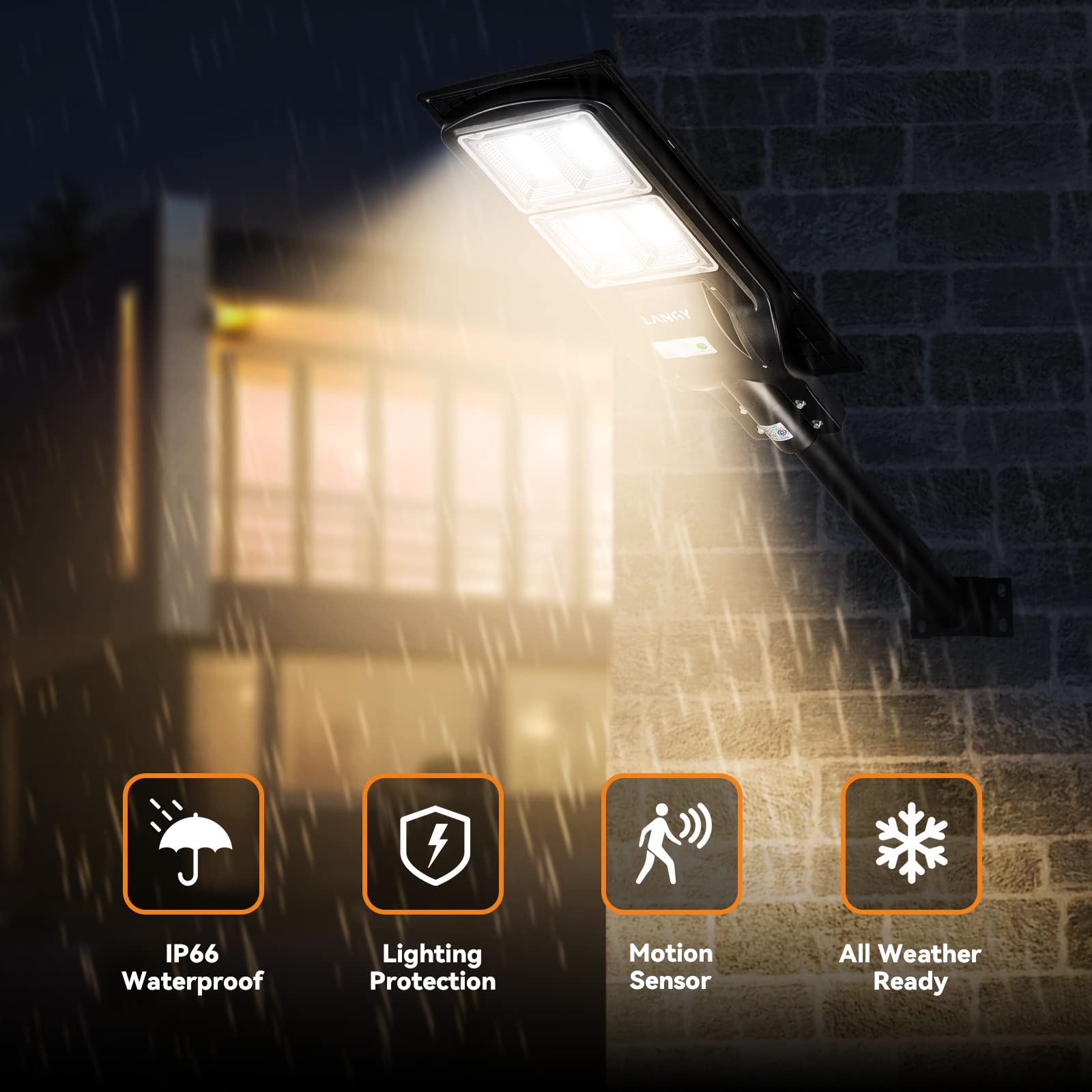 120W Solar Street Lights Outdoor - 240 LED Chips, 12000 Lumens, Motion Sensor & Dusk to Dawn, IP65 Waterproof with Remote Control - Perfect for Driveway, Garden, Barn, Sidewalk, Backyard and Pathway Lighting