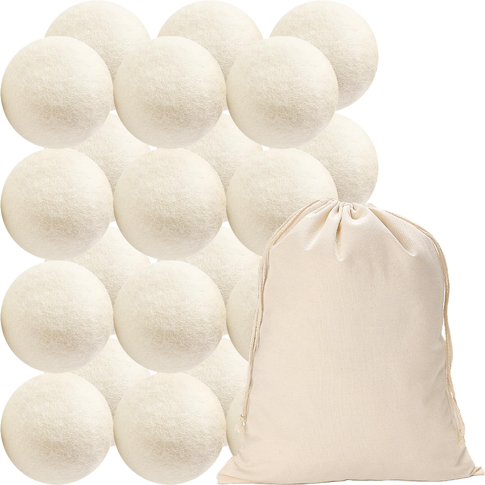24 Pack XL Wool Dryer Balls - Natural Fabric Softener & Reusable Laundry Balls for Dryer with Storage Bag - Reduce Wrinkles & Shorten Drying Time - Perfect for Eco-Friendly Laundry & Softening Clothes