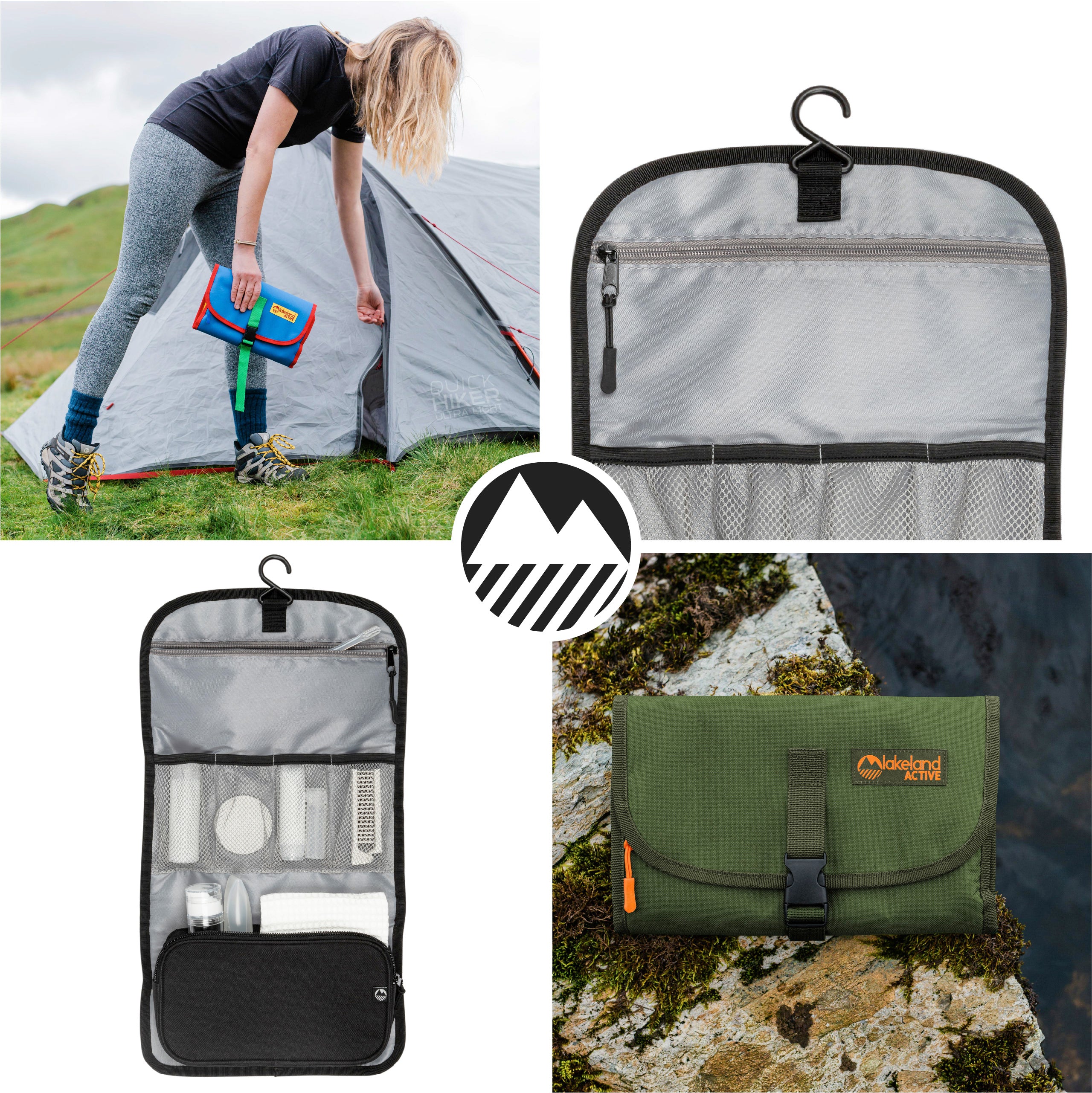 Eskdale Foldable Hanging Travel Toiletry Bag - Waterproof Cosmetic Organizer for Bathroom, Camping & Airplane Travel - Perfect for Toiletries, Makeup & Shower Essentials