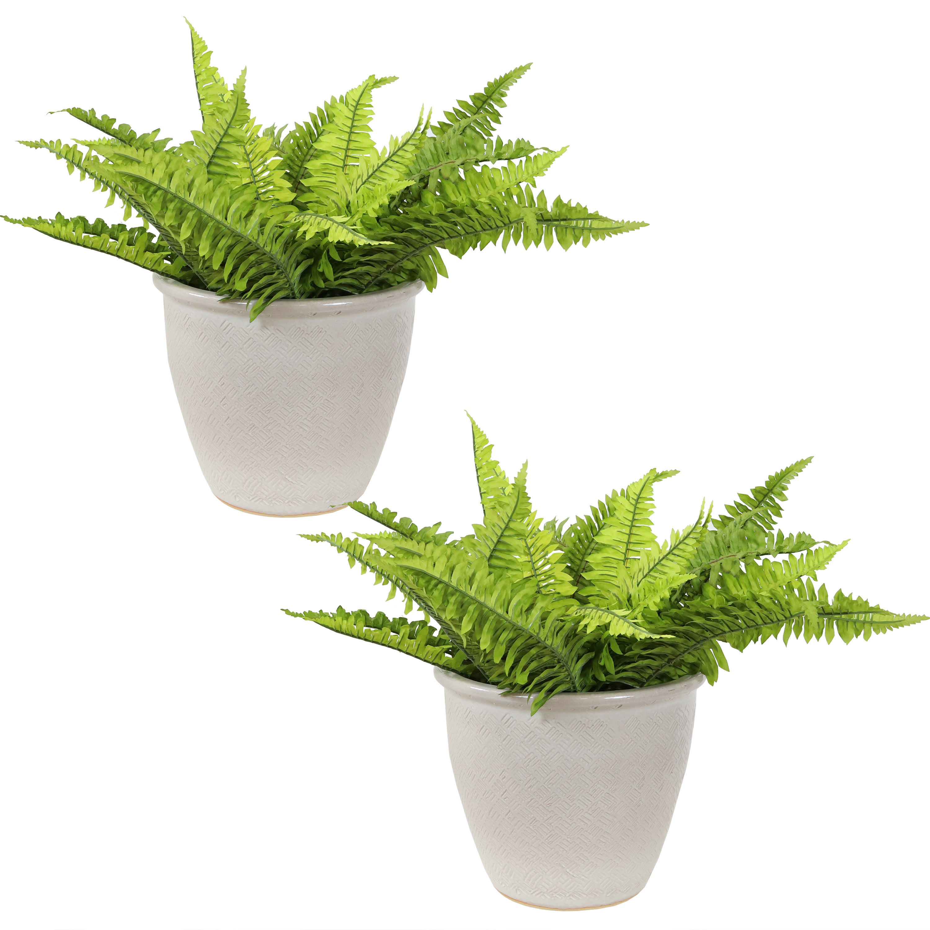 Sunnydaze Set of 2 Ocean Villa Outdoor Ceramic Planters - 11.75 Inch Decorative Garden Pots for Patio, Porch & Balcony Decor | Perfect for Flowers, Succulents & Herbs