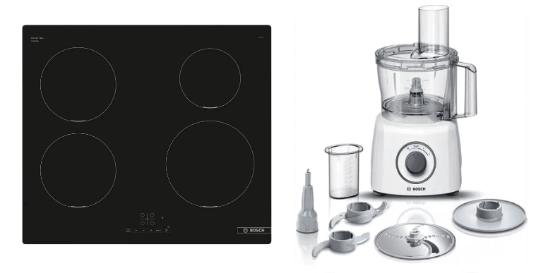 Bosch PUE611BB5J Series 4 60cm Induction Cooktop with MCM3100WGB 3700W MultiTalent Food Processor in White - Perfect for Modern Kitchens & Efficient Cooking