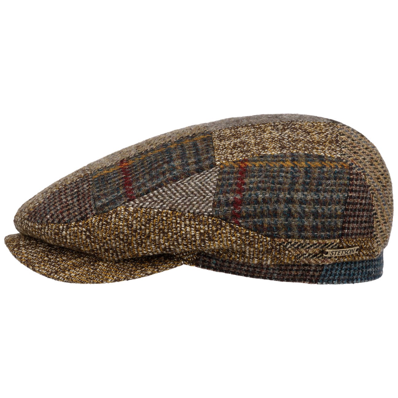Stetson Mandeo Driver Patchwork Flat Cap for Men - Vintage Style Cotton Twill Hat for Casual Wear, Driving, and Outdoor Activities