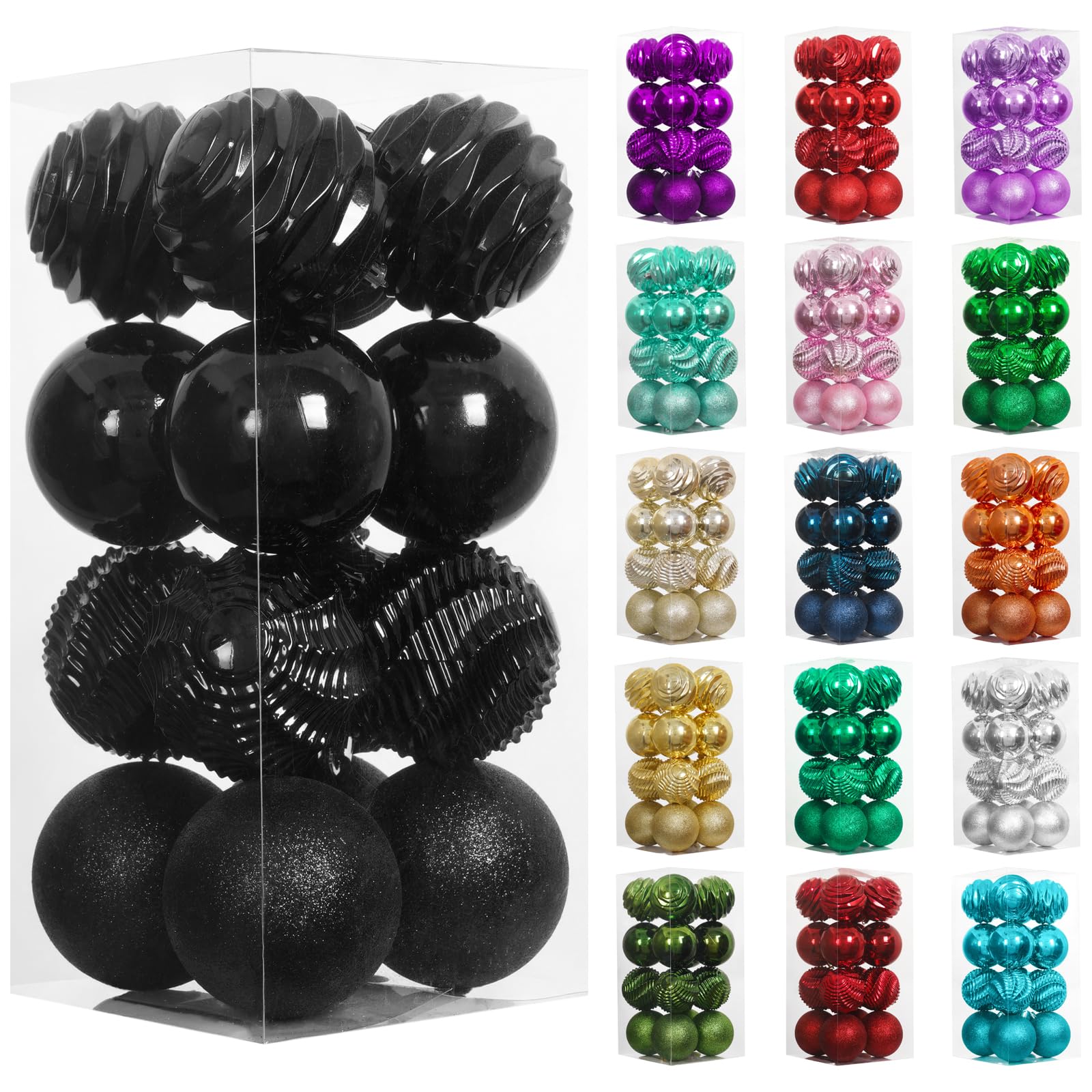 16ct Shatterproof Christmas Ball Ornaments - Xmas Tree Decor for Holiday & Wedding