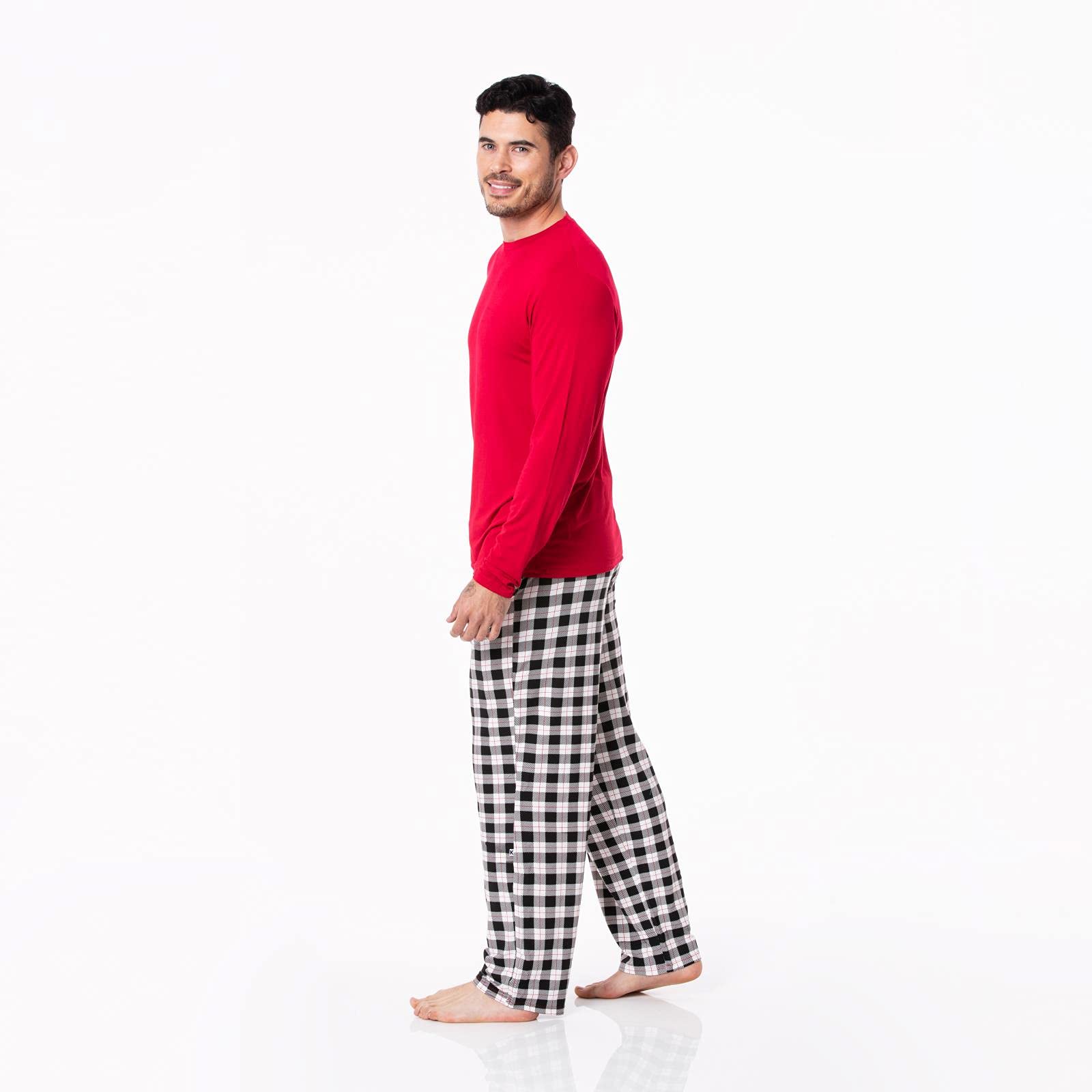 KICKEE Men’s Ultra Soft Print Pajama Set - Long Sleeve Sleepwear & Loungewear for Men | Family Matching Pjs for Christmas, Holidays & Cozy Nights at Home