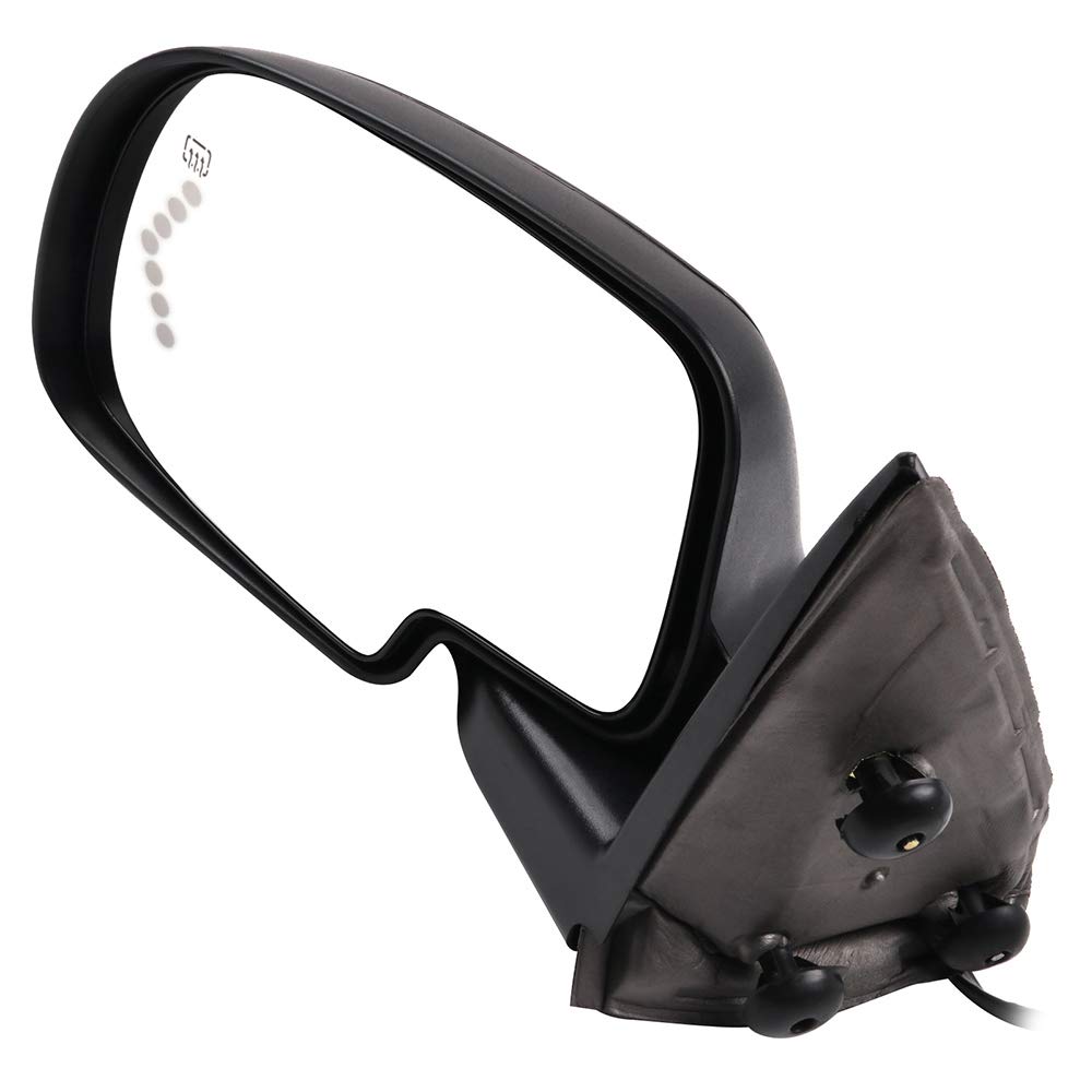 Black Left Side Mirror Replacement for 2007 Chevy Silverado 1500 Classic - Manual Fold, Heated, Turn Signal - Smooth Glass - Perfect for Winter Driving & Daily Commutes