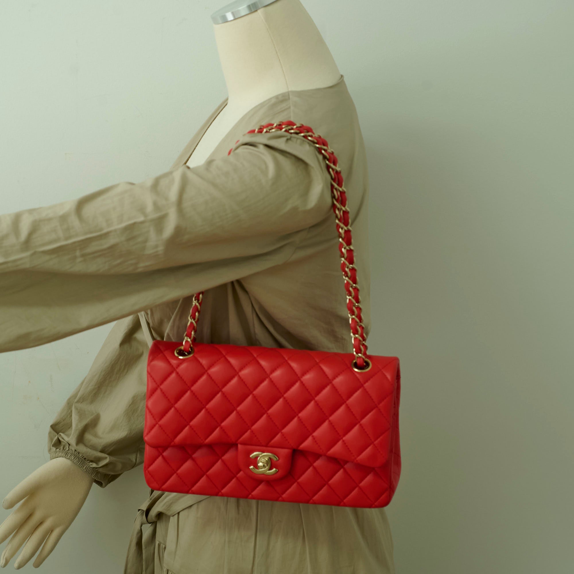 Chanel Medium Classic Flap Bag in Red Lambskin Leather - Luxury Handbag for Women, Perfect for Parties, Dates & Special Occasions
