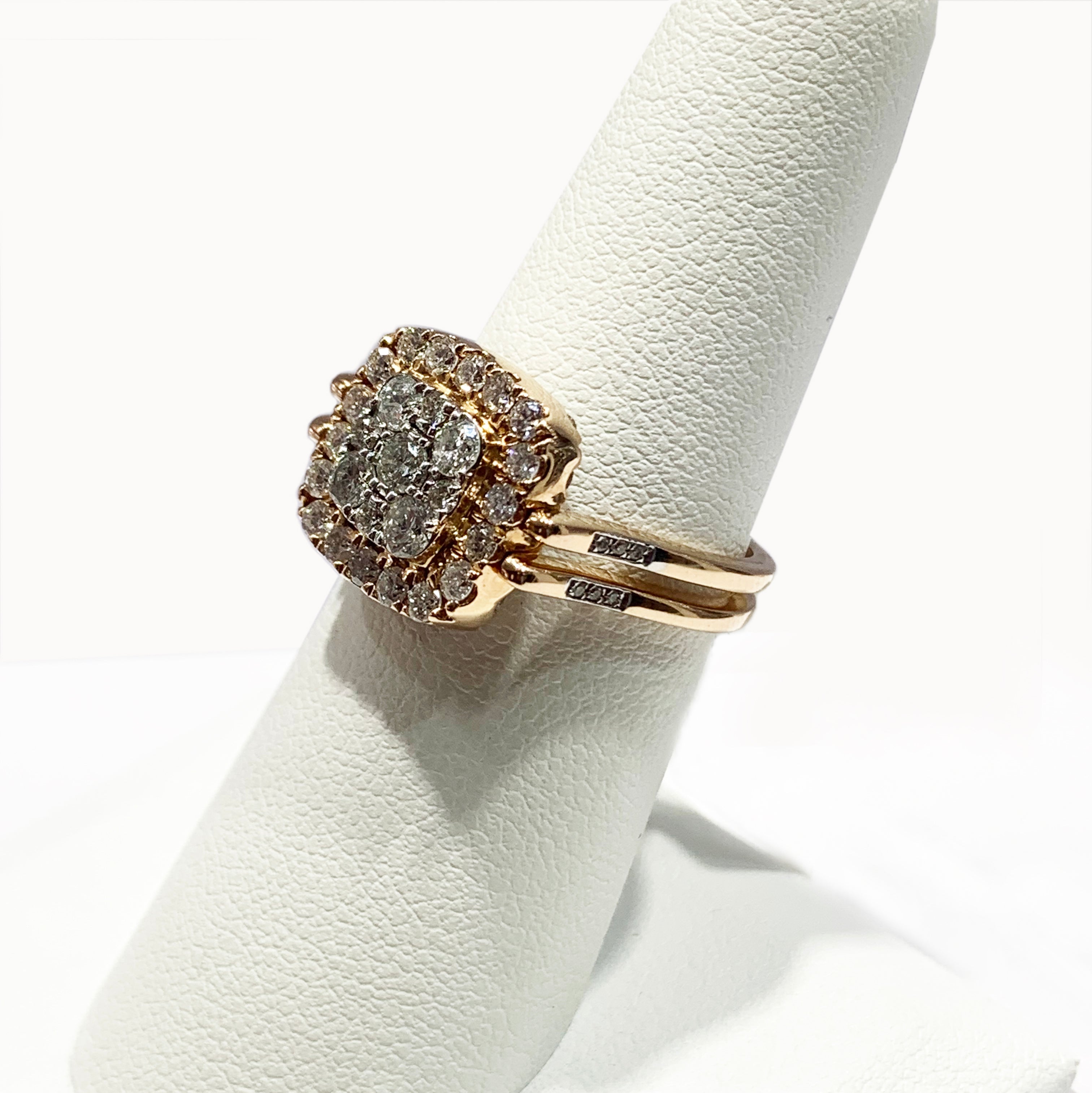 14K Rose Gold Blue & White Diamond Flip Ring for Women - Elegant Stackable Jewelry for Weddings, Anniversaries & Special Occasions