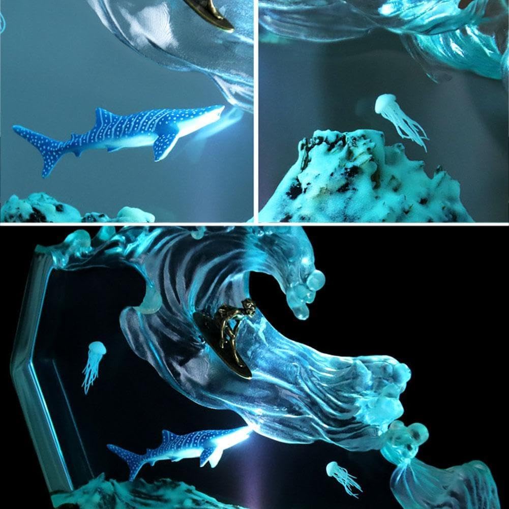Ocean Whale Night Light - Wooden Marine-Themed Bedroom Decor, Soft Glow Resin Lamp for Kids Room, Nursery, or Birthday Gifts | Perfect for Bedtime, Nursery Lighting & Themed Room Decorations