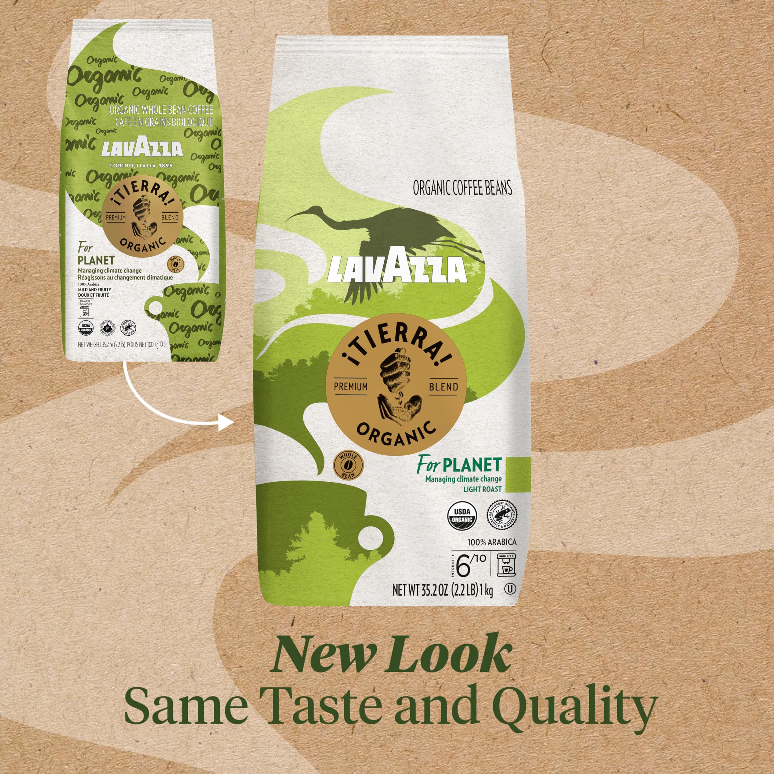 Lavazza Organic Light Roast Arabica Coffee Blend - USDA & Canada Organic Certified (2.2 Lb) - Perfect for Morning Brews, Office Use & Home Coffee Stations